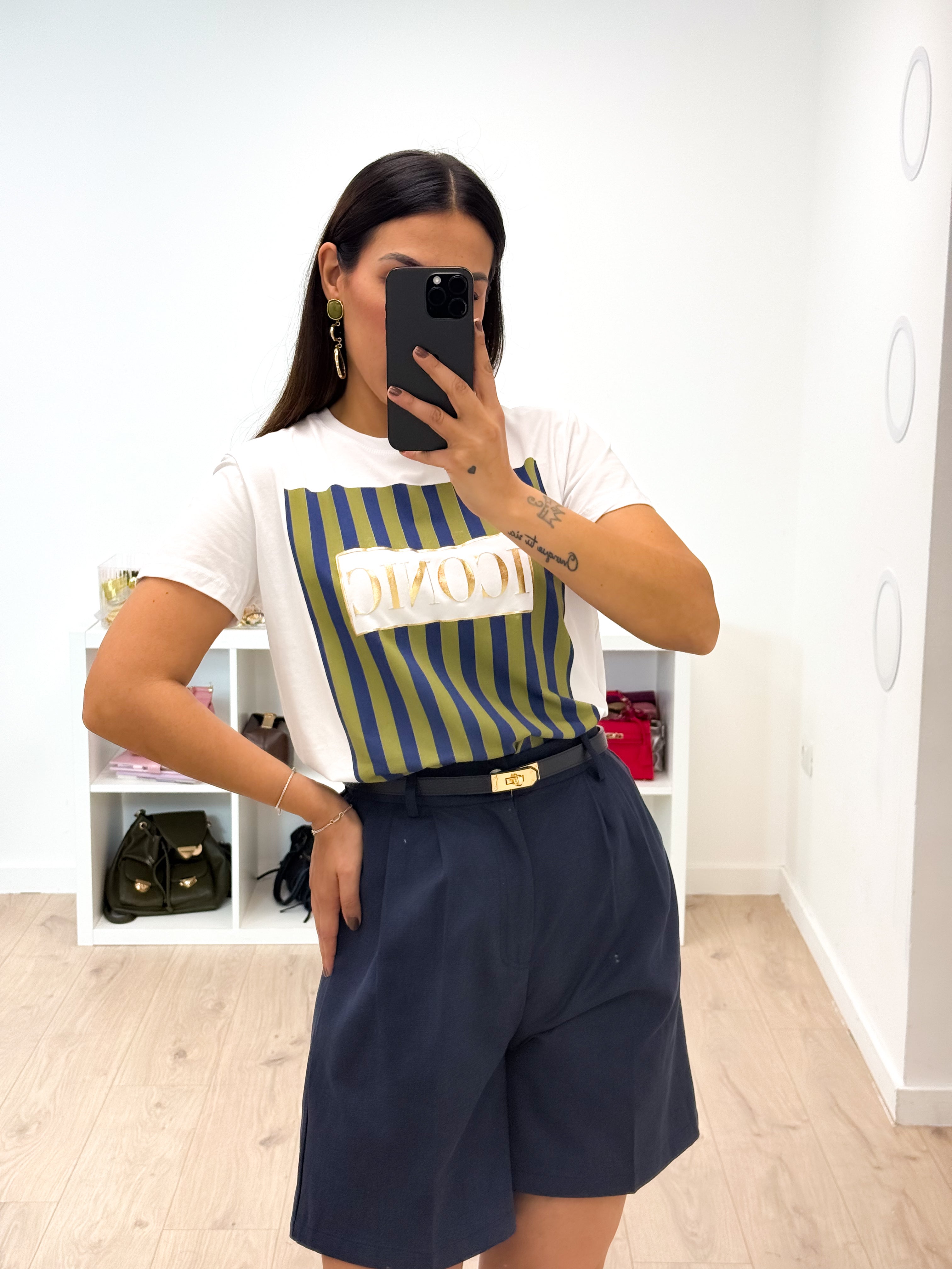 T-shirt ICONIC verde/blu