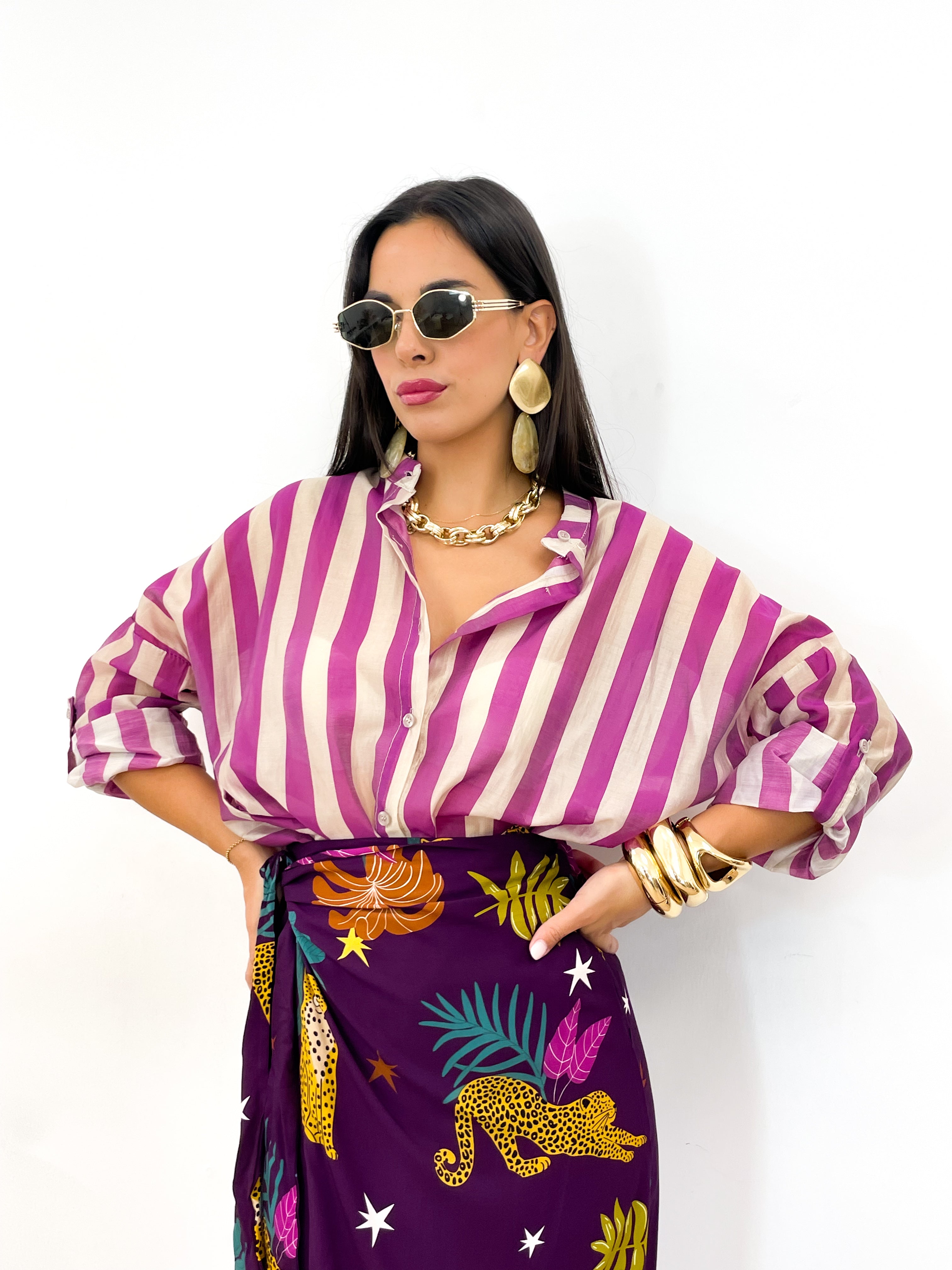 Camicia DOLL magenta/panna