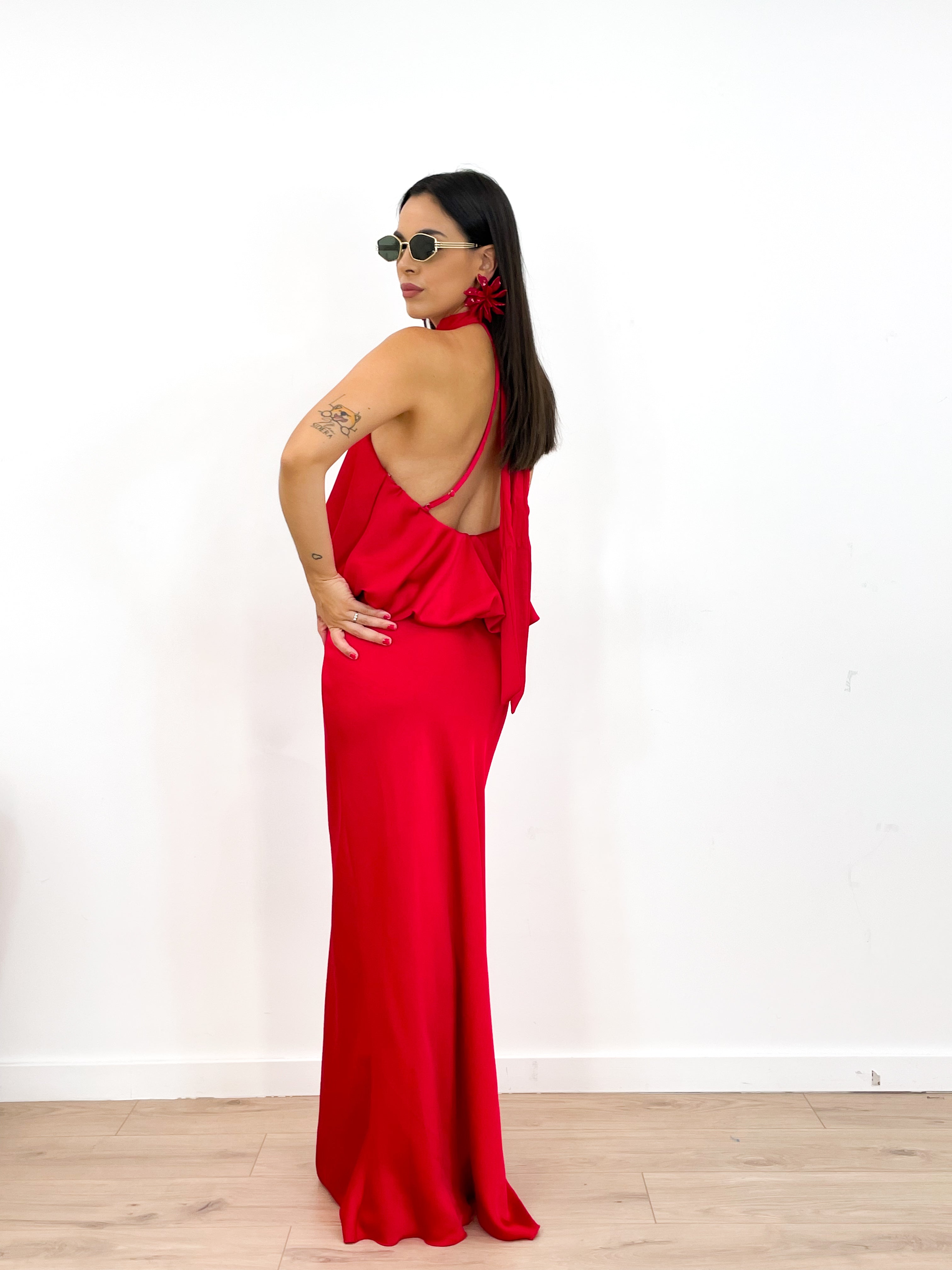 Orecchino fiore rosso
