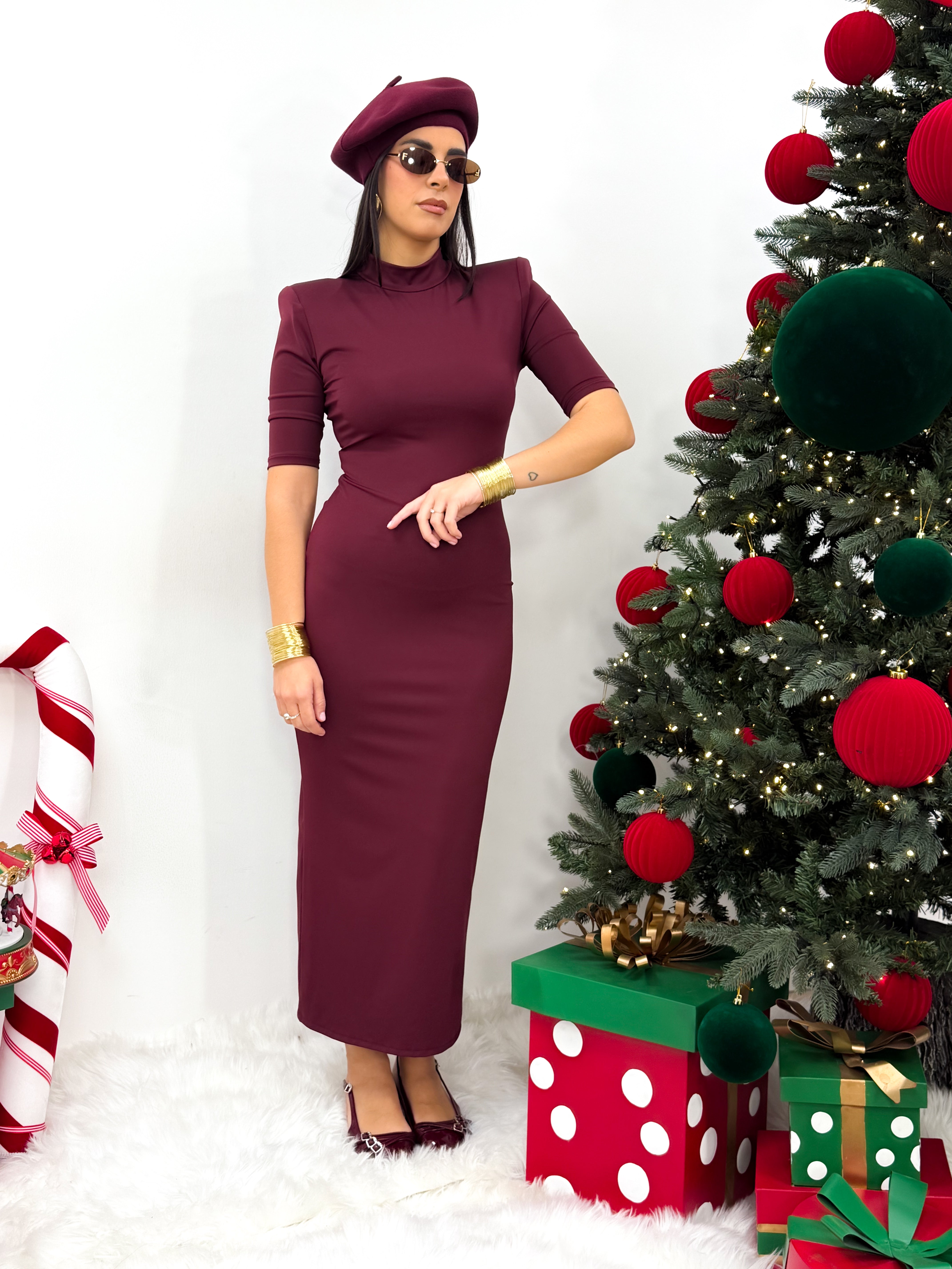 Abito Megan Bordeaux