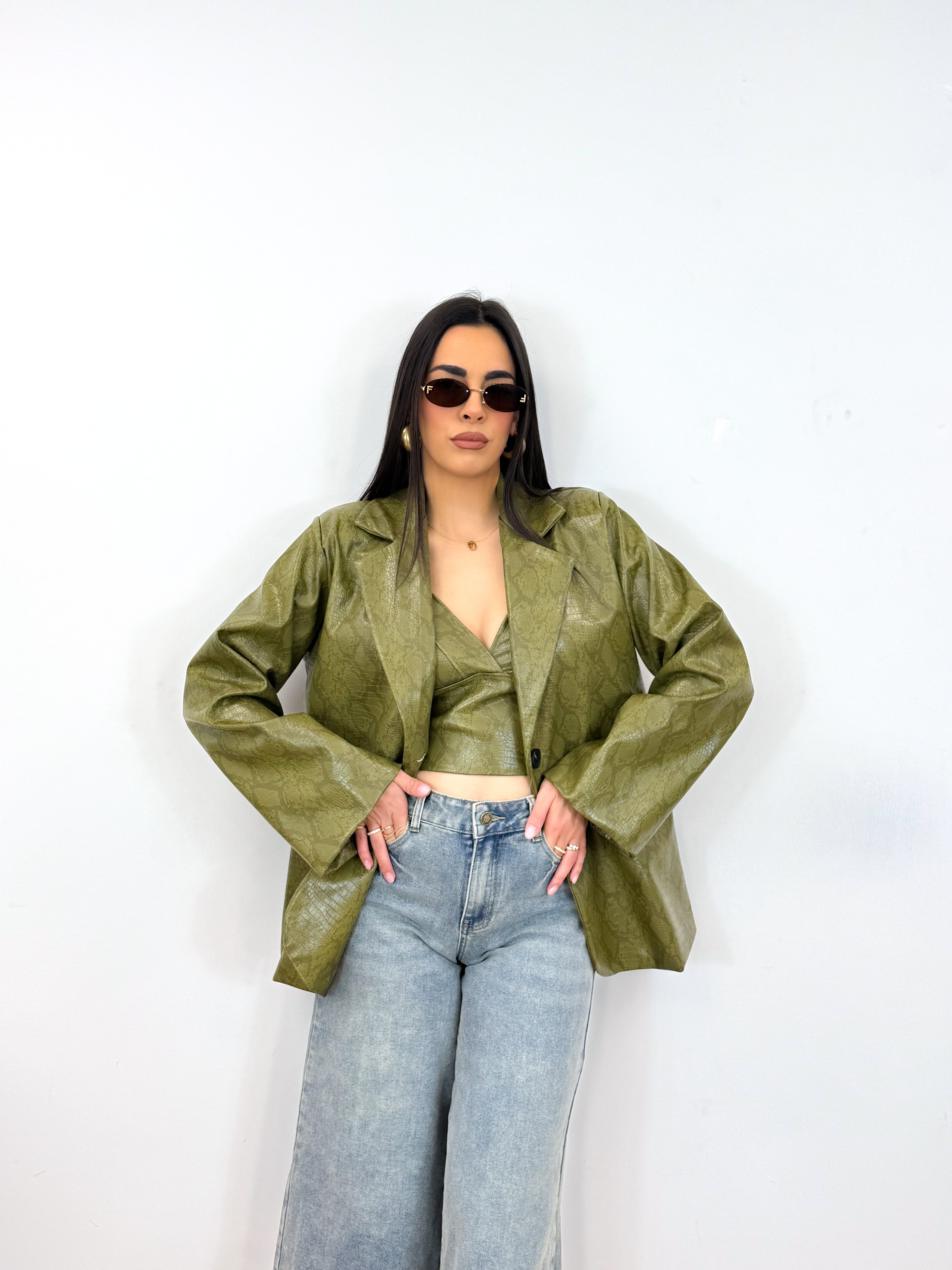 Blazer pitonato verde oliva