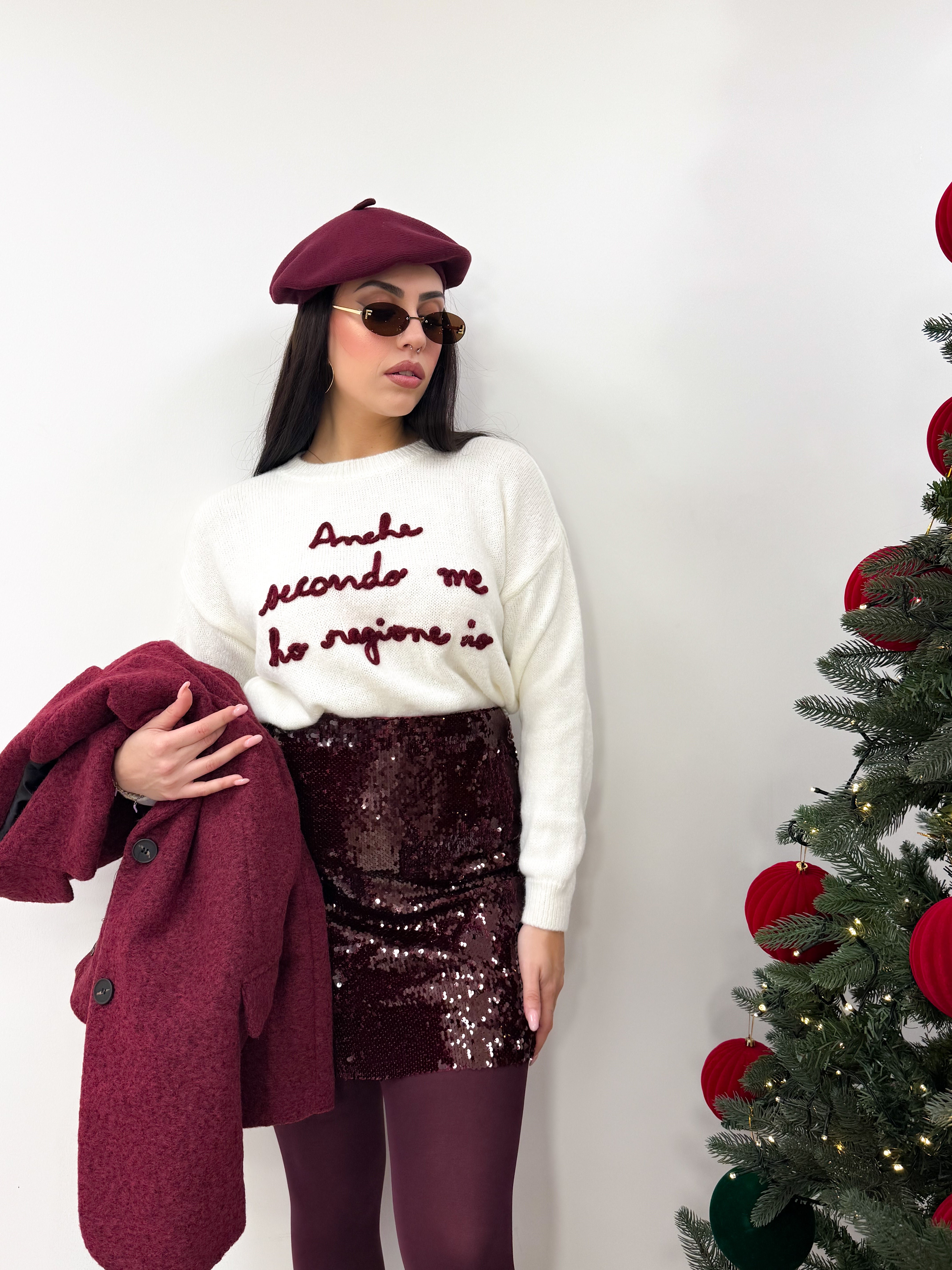 Gonna Pailettes Bordeaux