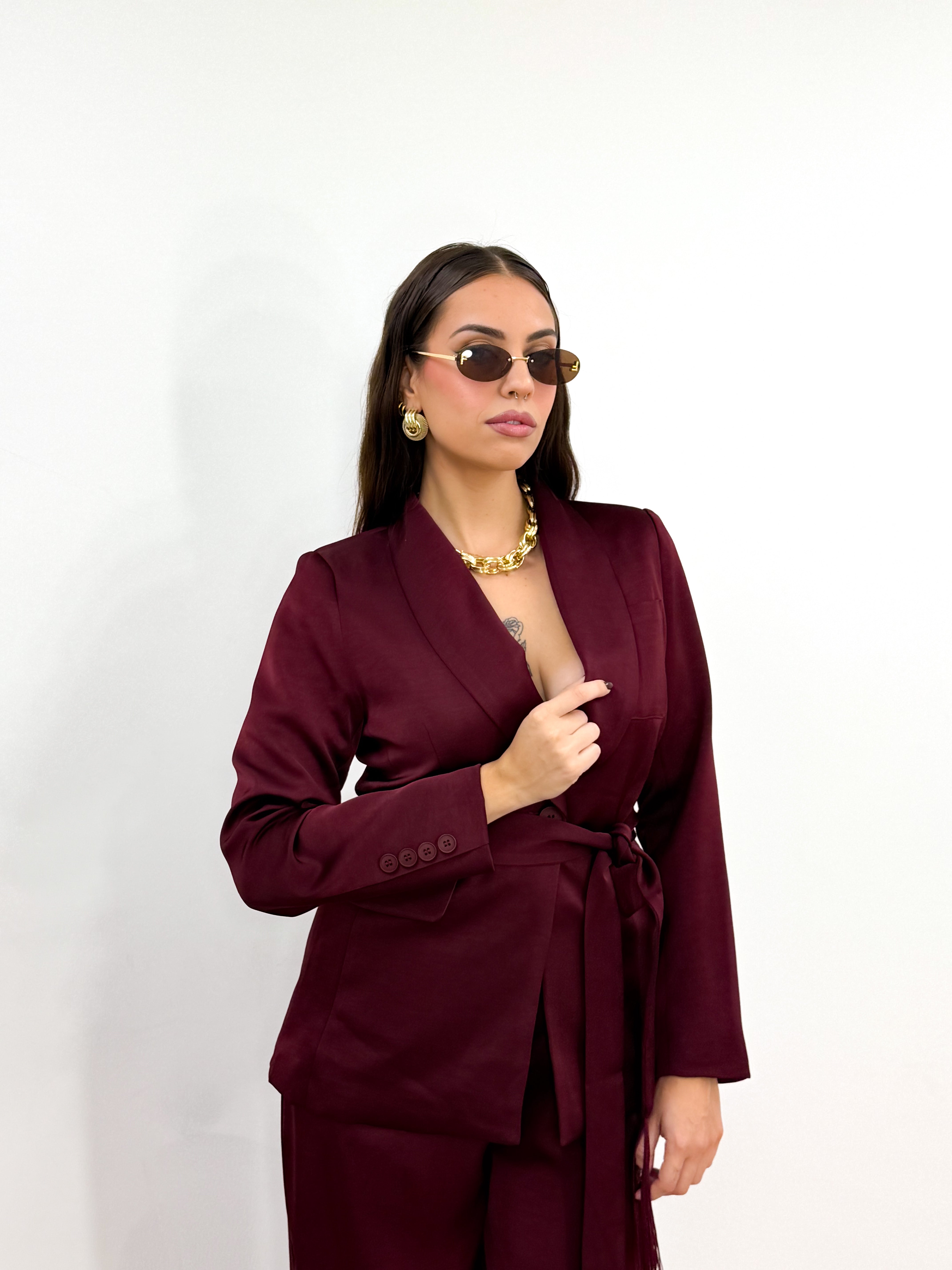 Tailleur party bordeaux