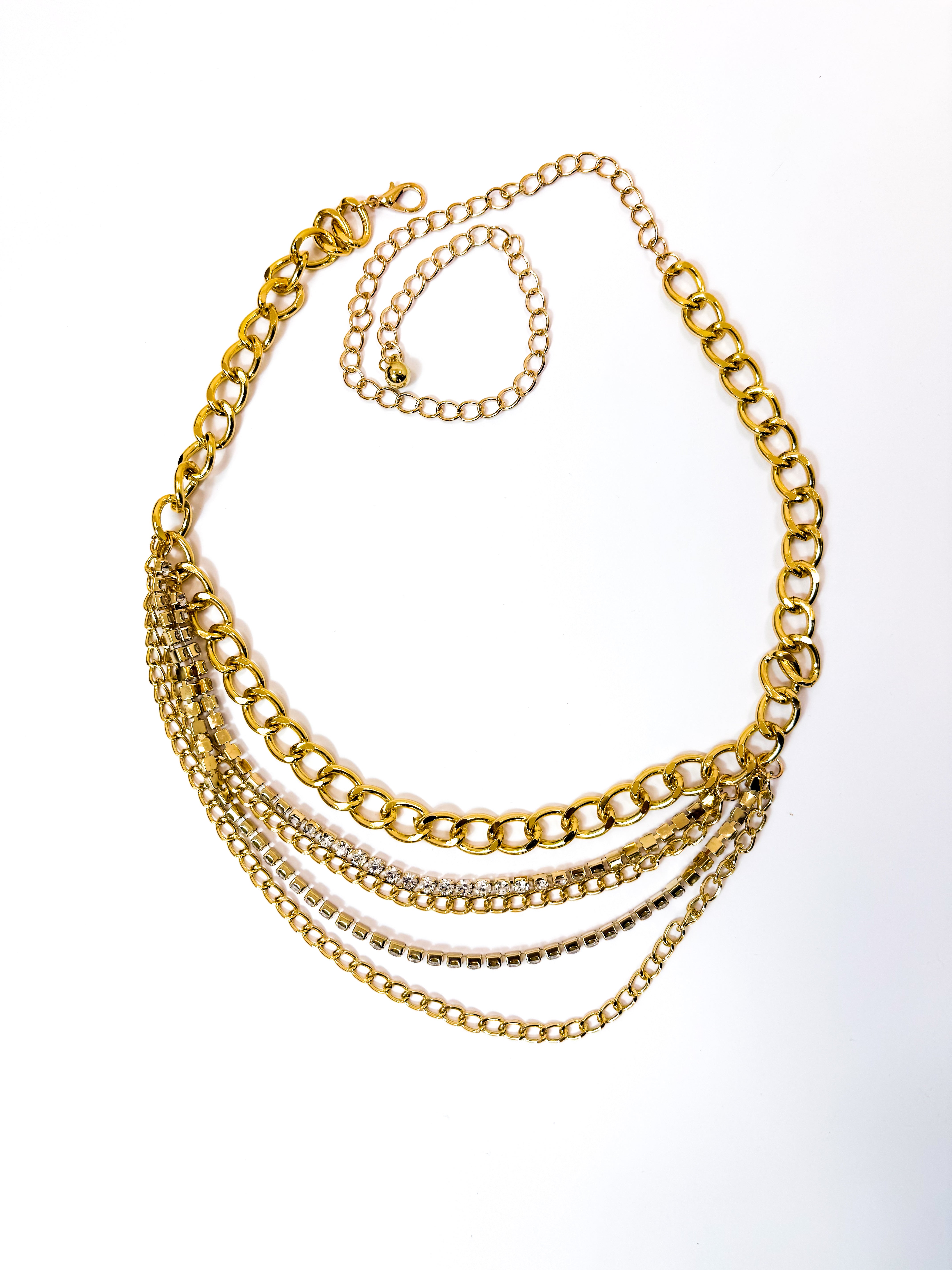Cintura gioiello catena + strass oro