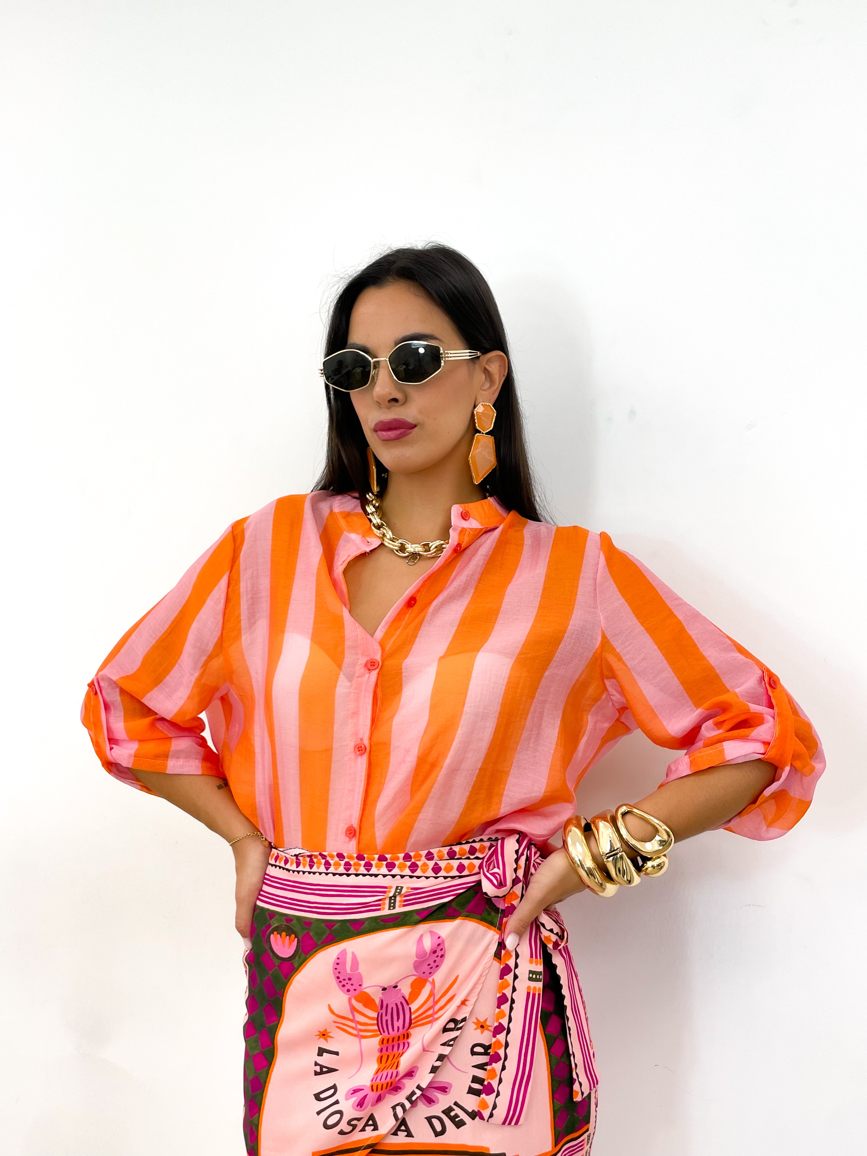 Camicia DOLL rosa/arancione