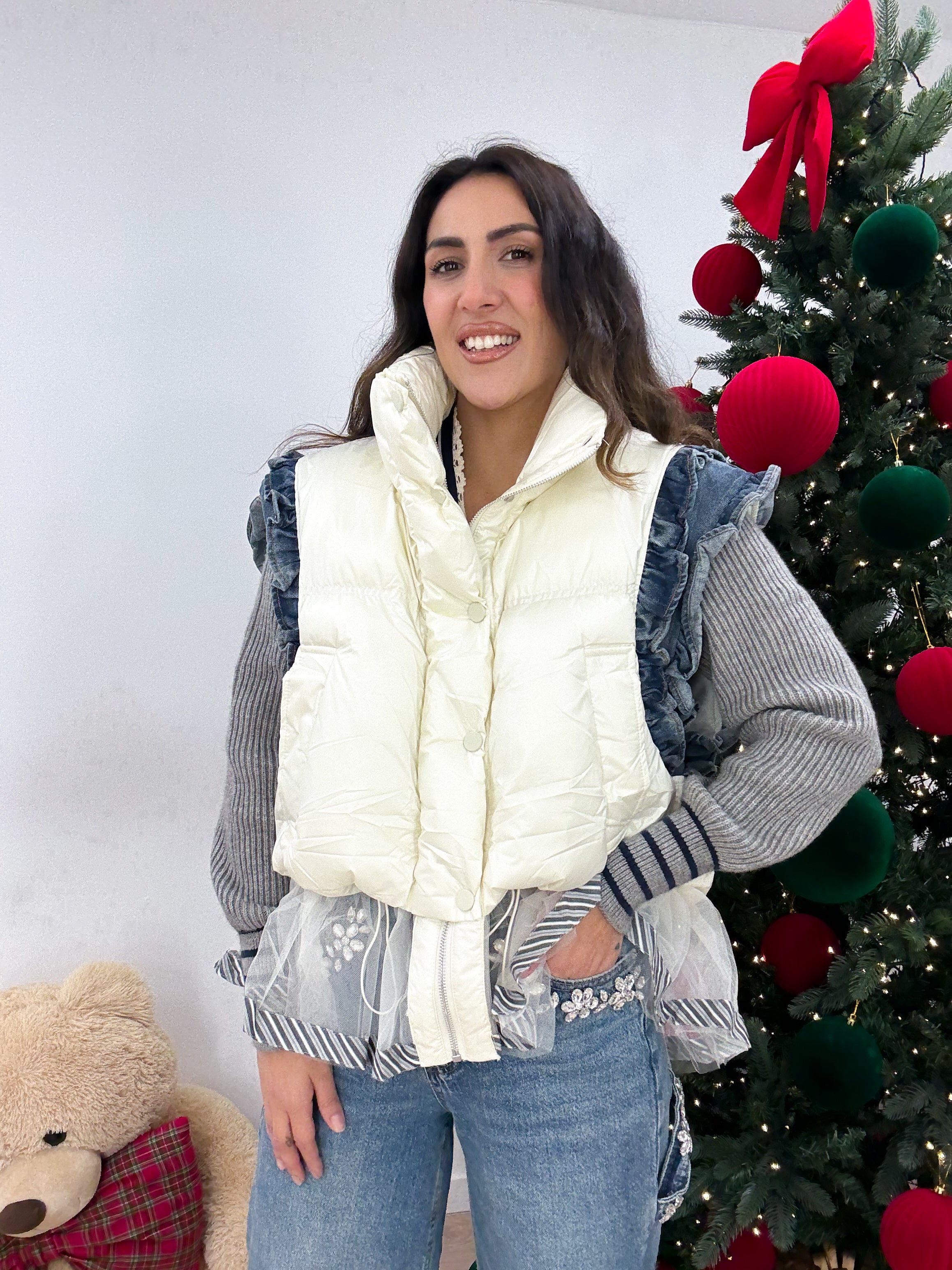Gilet Beverly Hills panna