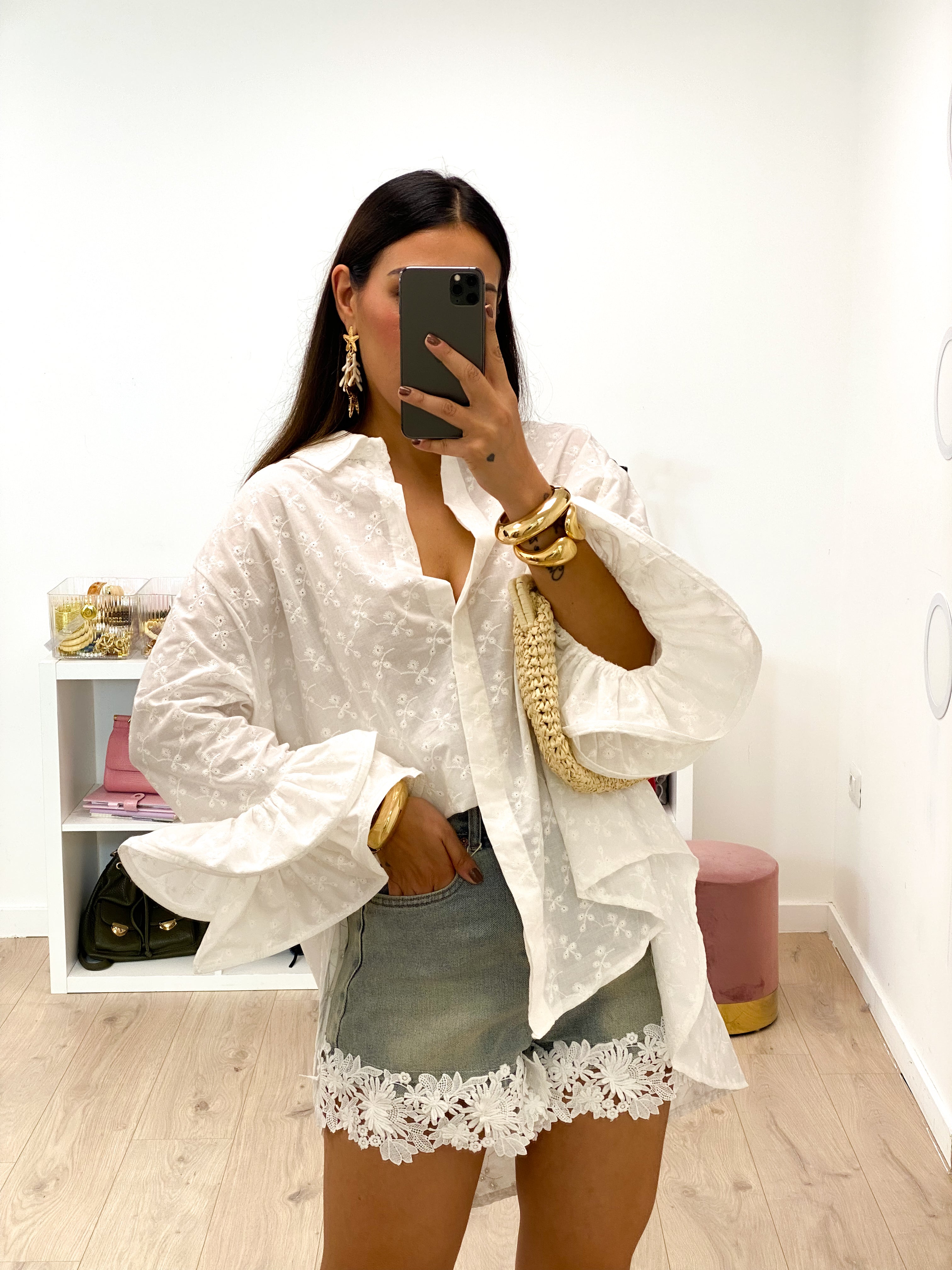 Camicia Rouches bianca