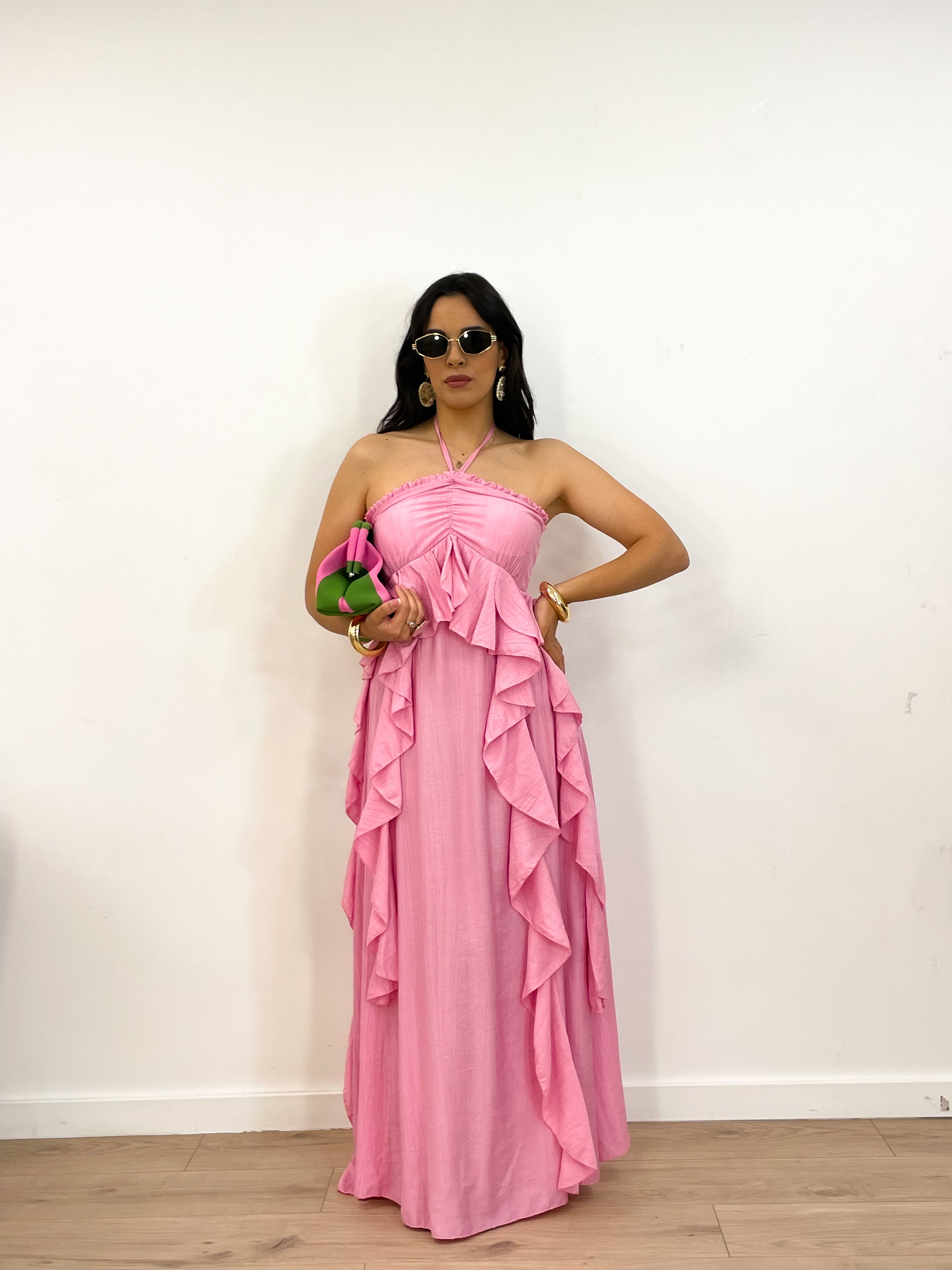 Abito MADELINE volant rosa