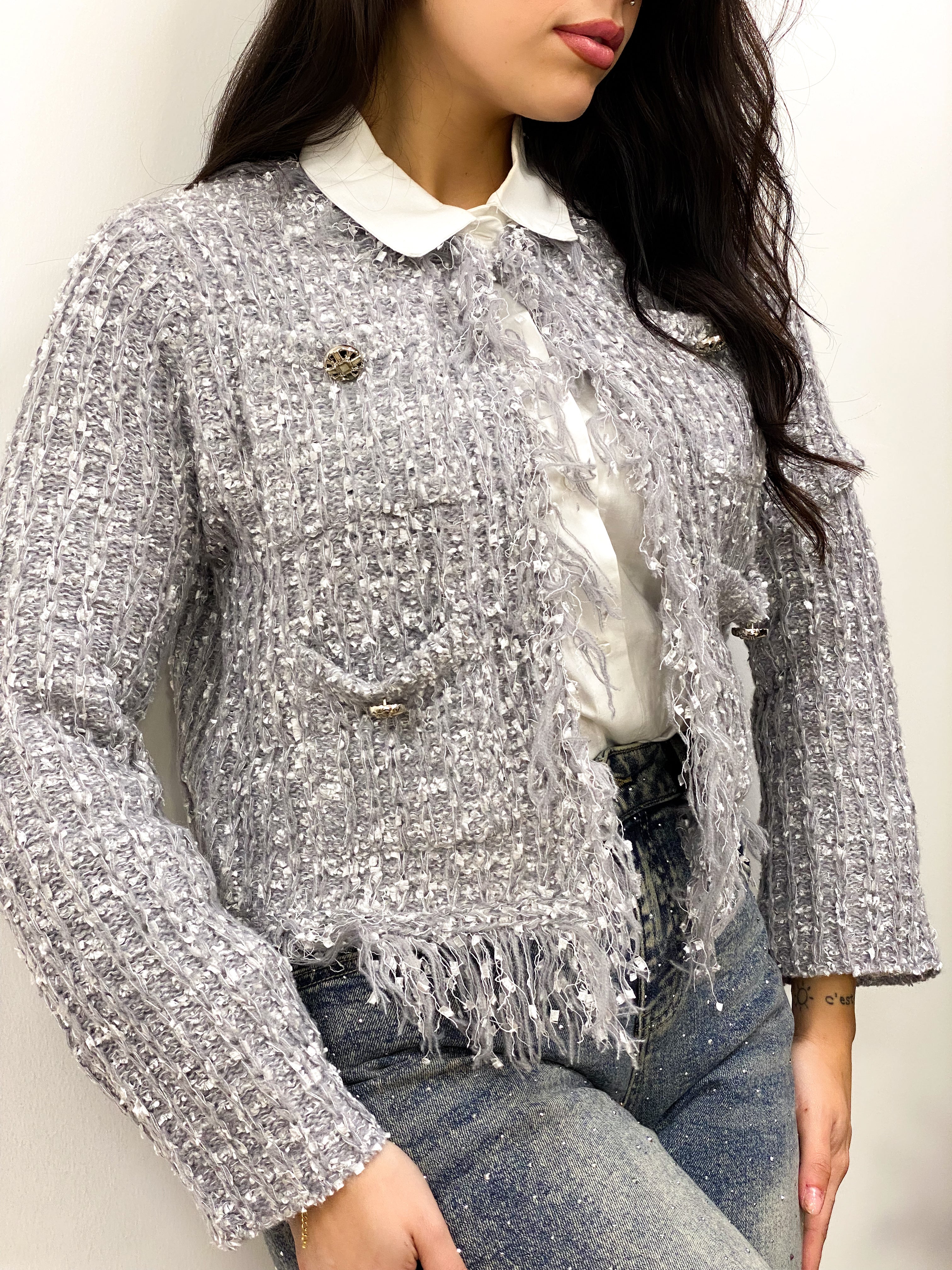 Cardigan Silver Argento