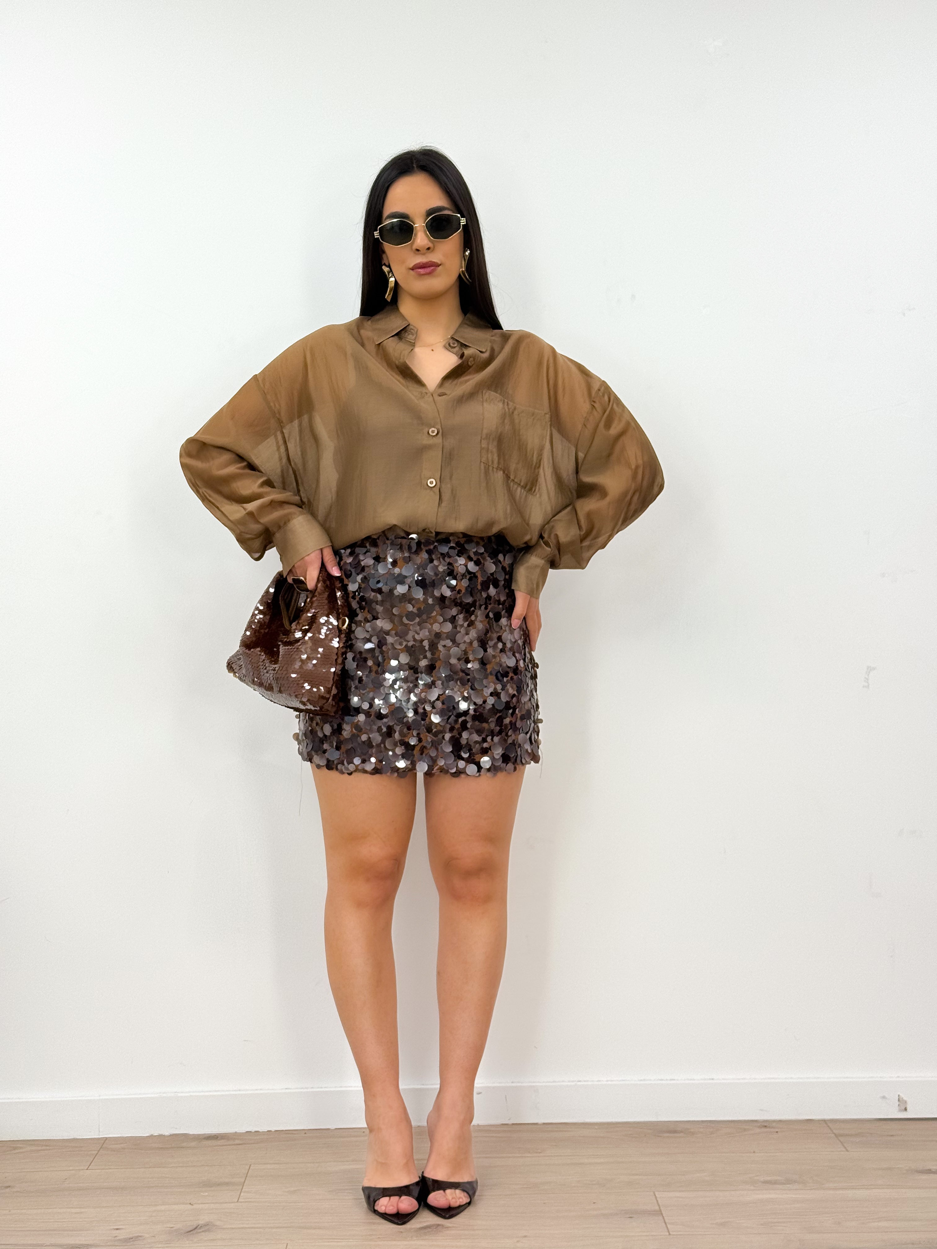 Gonna PAILLETTES marrone