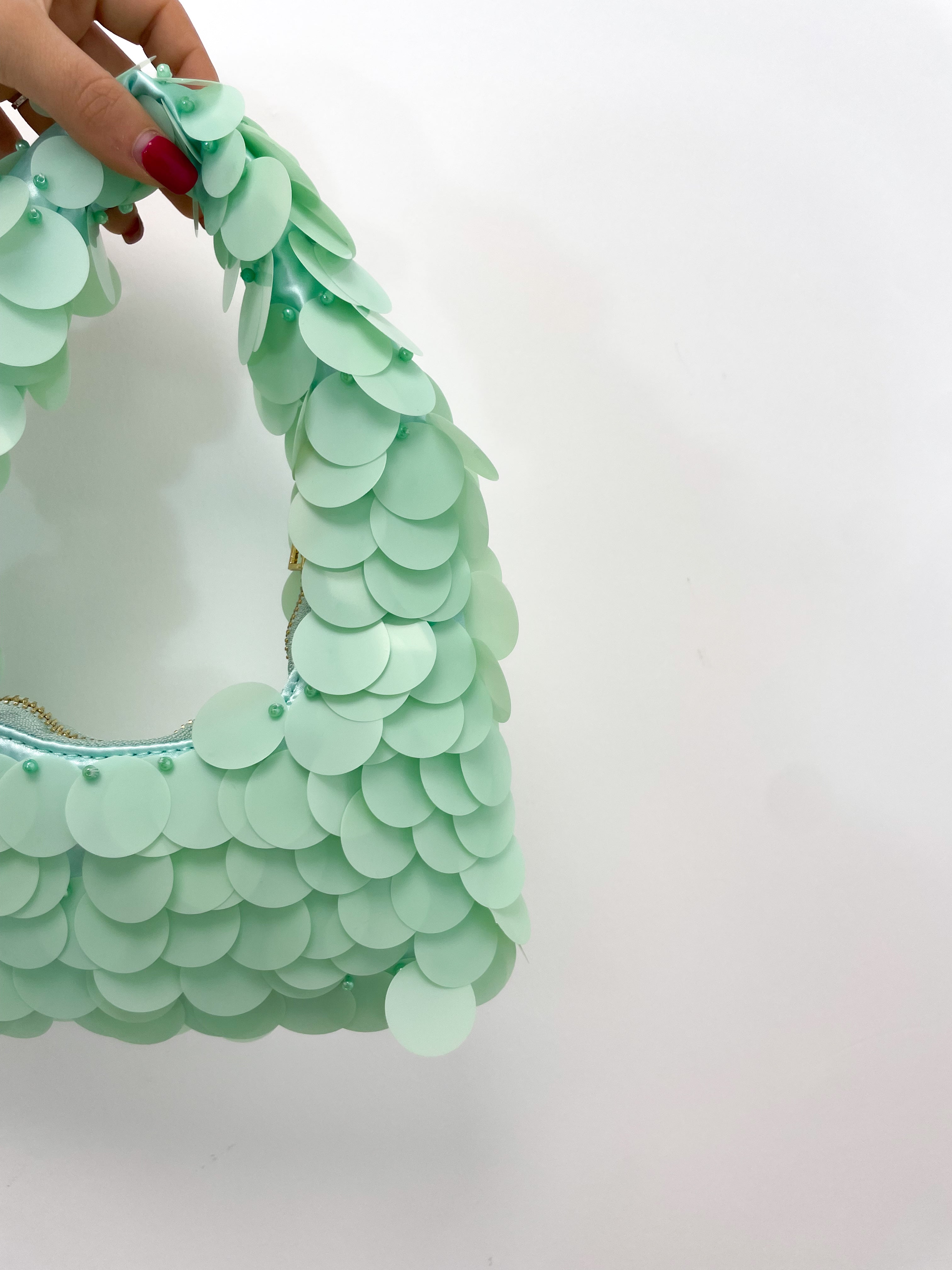Borsa paillettes menta