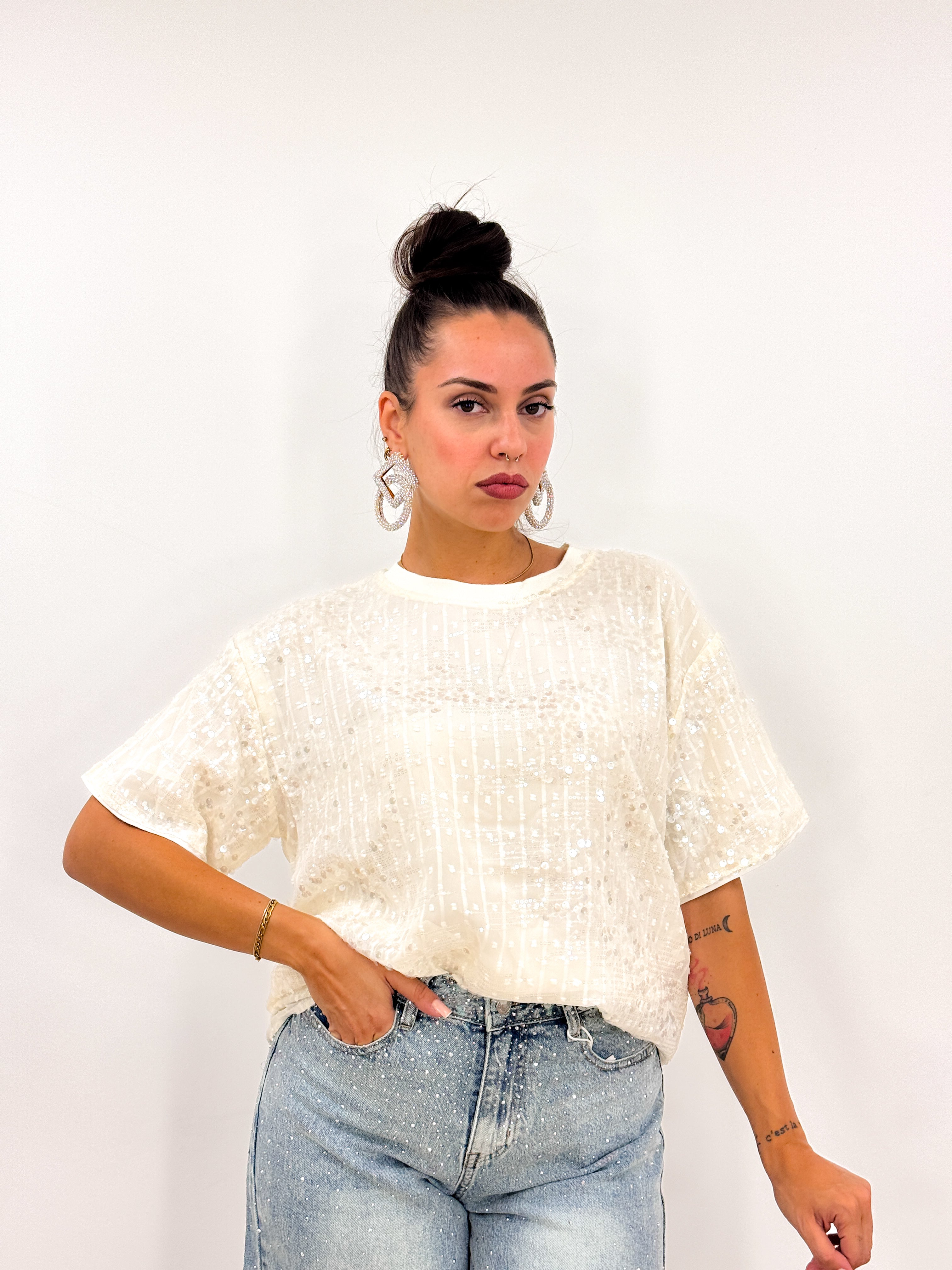 Maglia Pailettes BIANCA