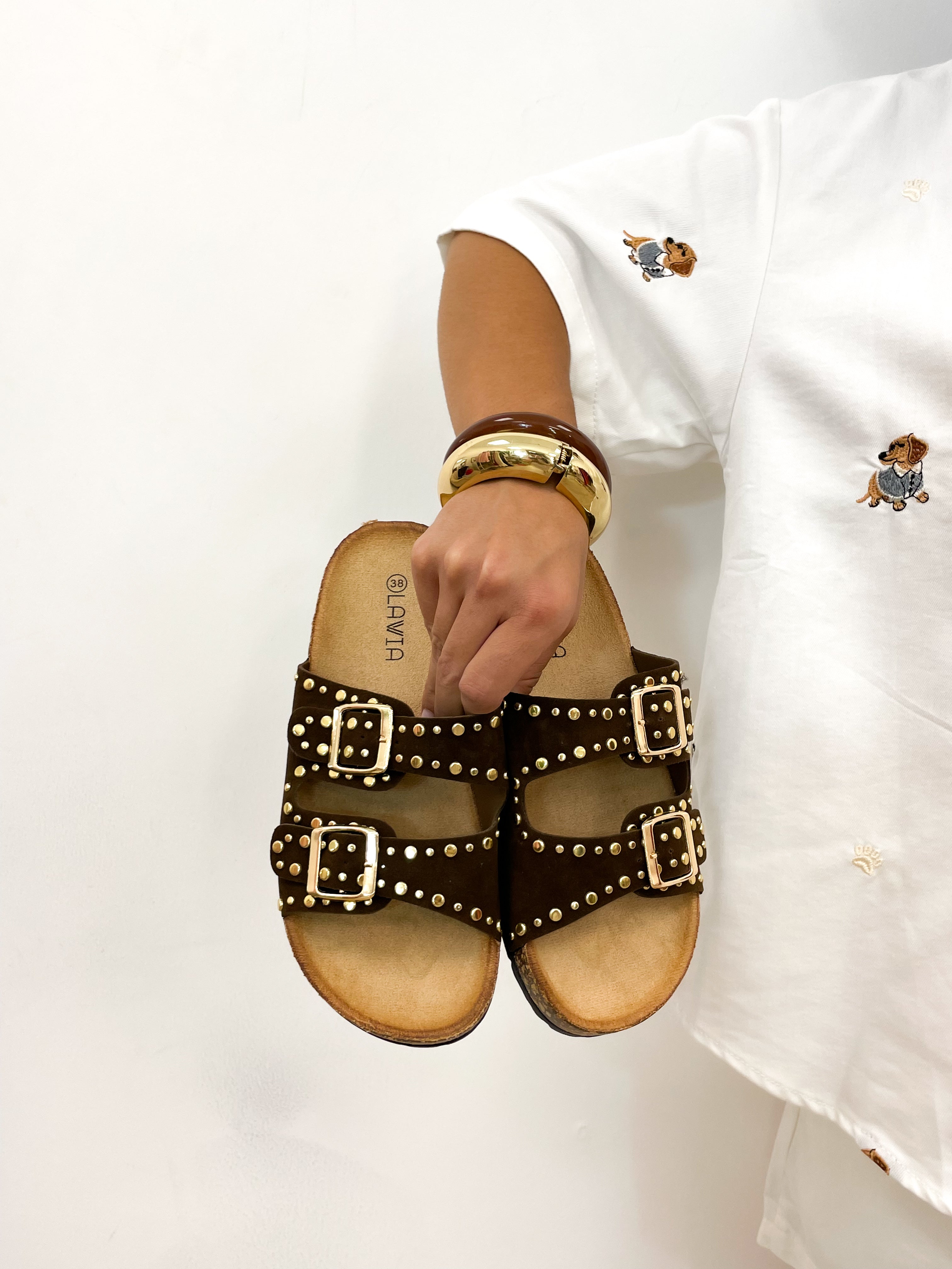 Sandali golden marrone