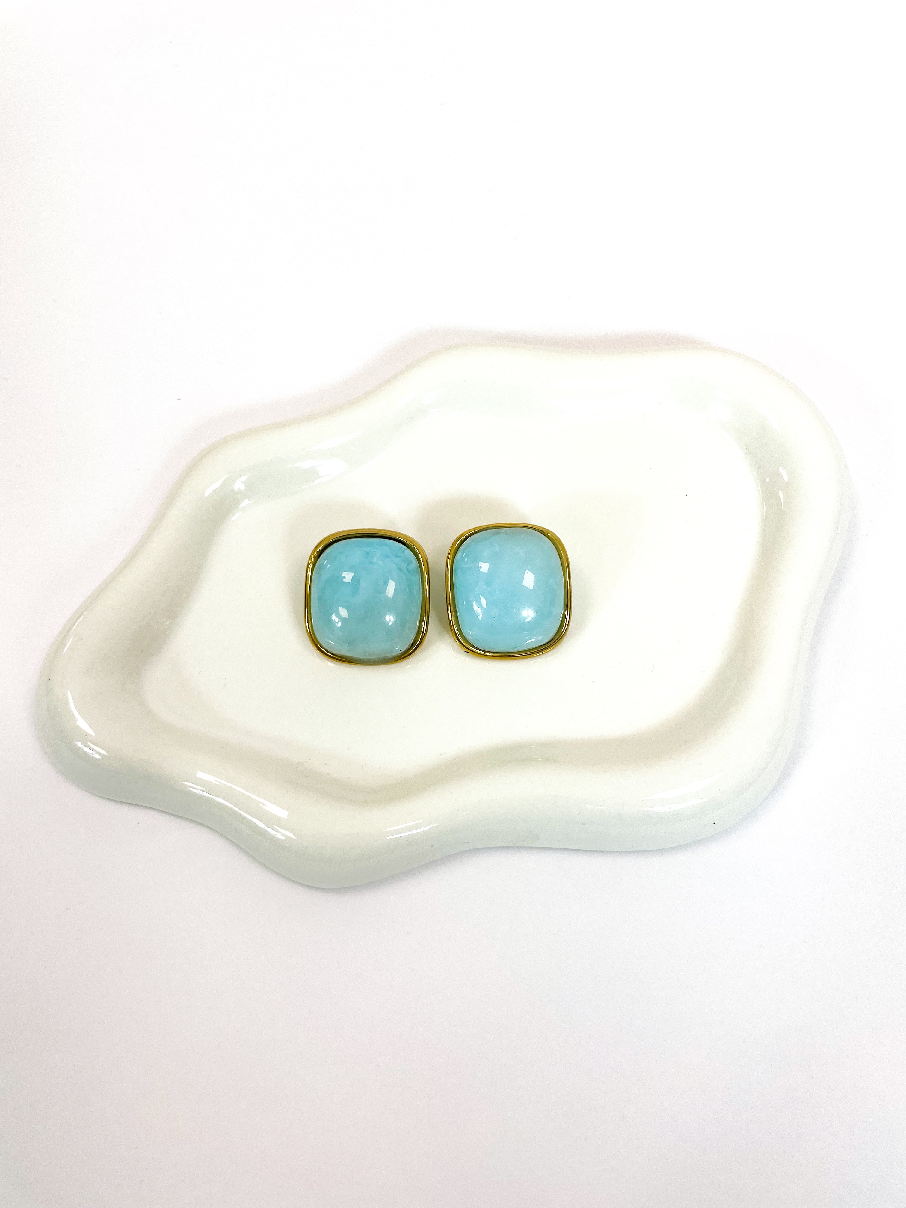 Orecchini square azzurro grande