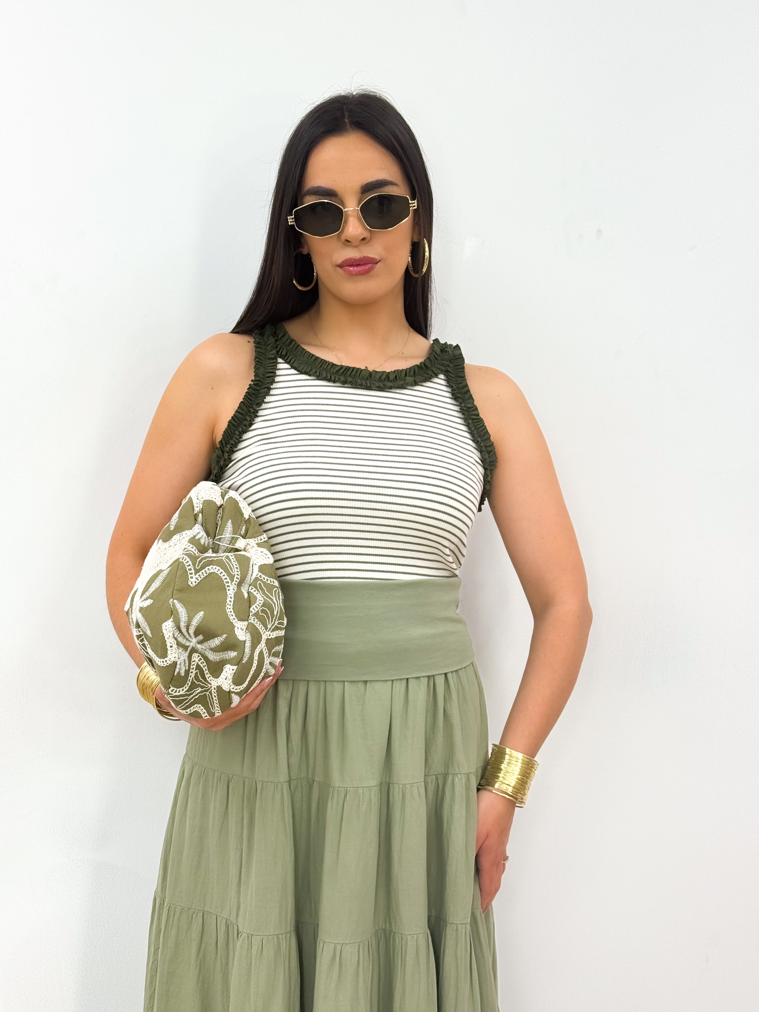 Top righe verde militare