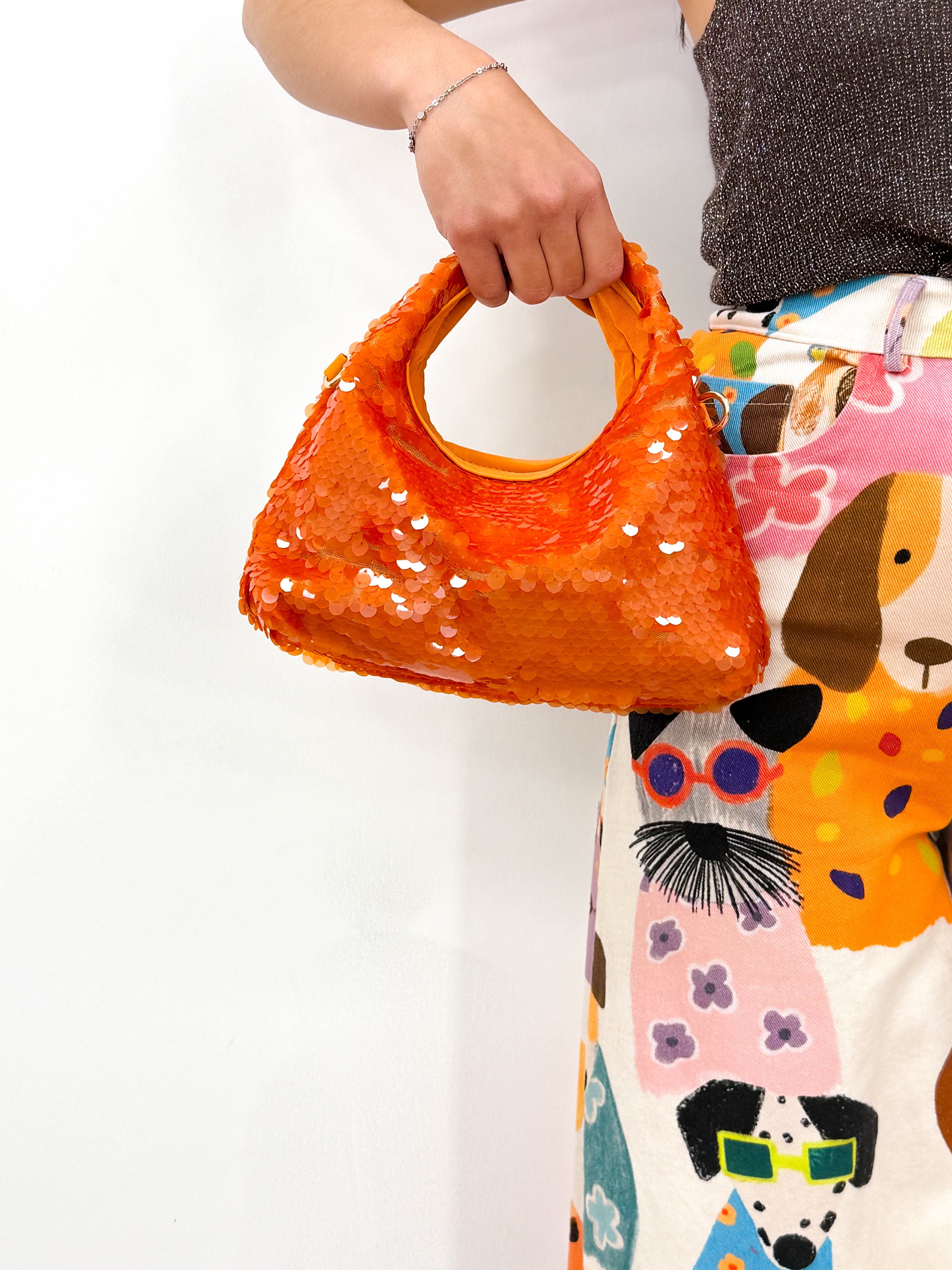 Borsa paillettes arancione