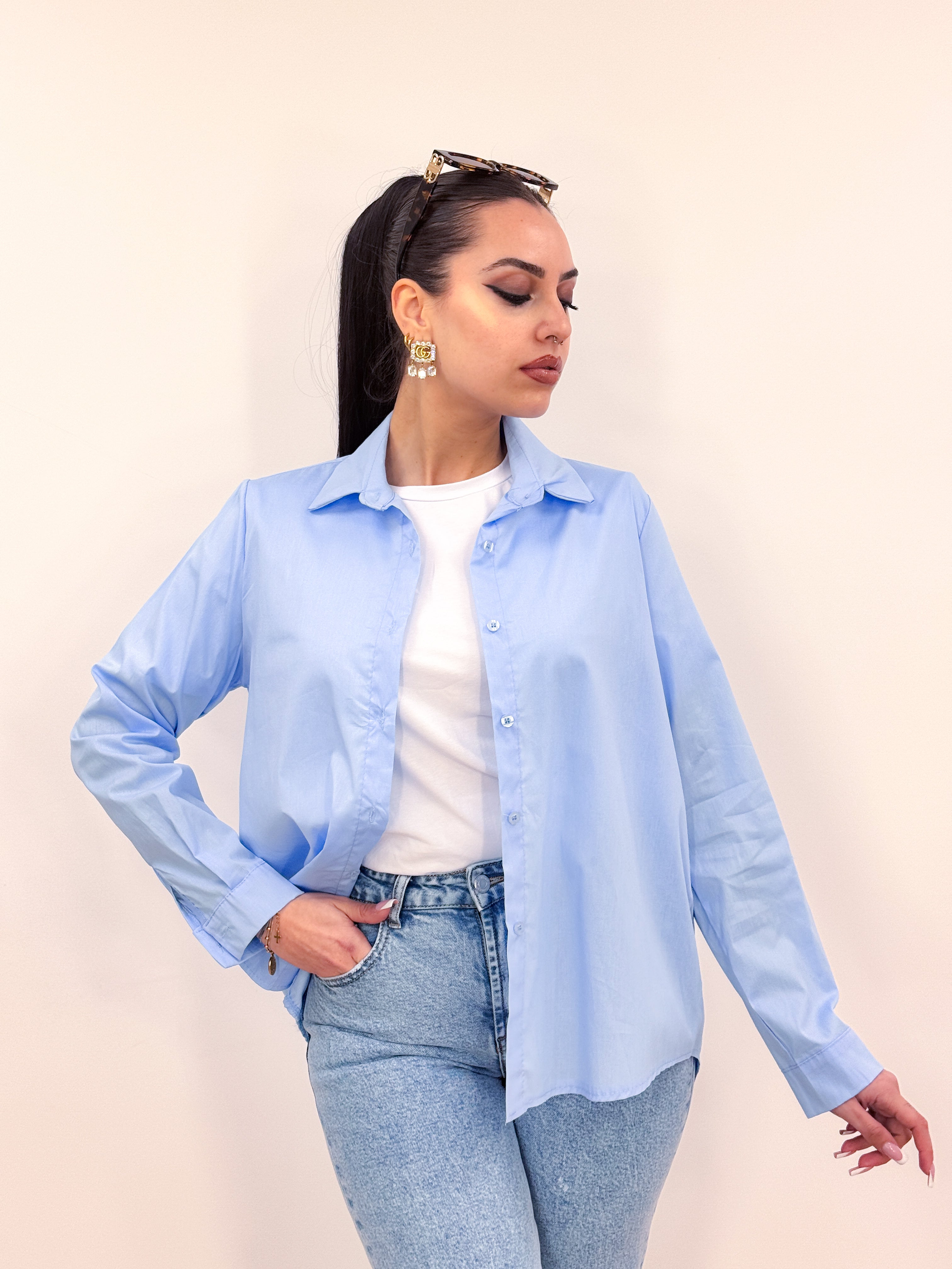Camicia Basic celeste