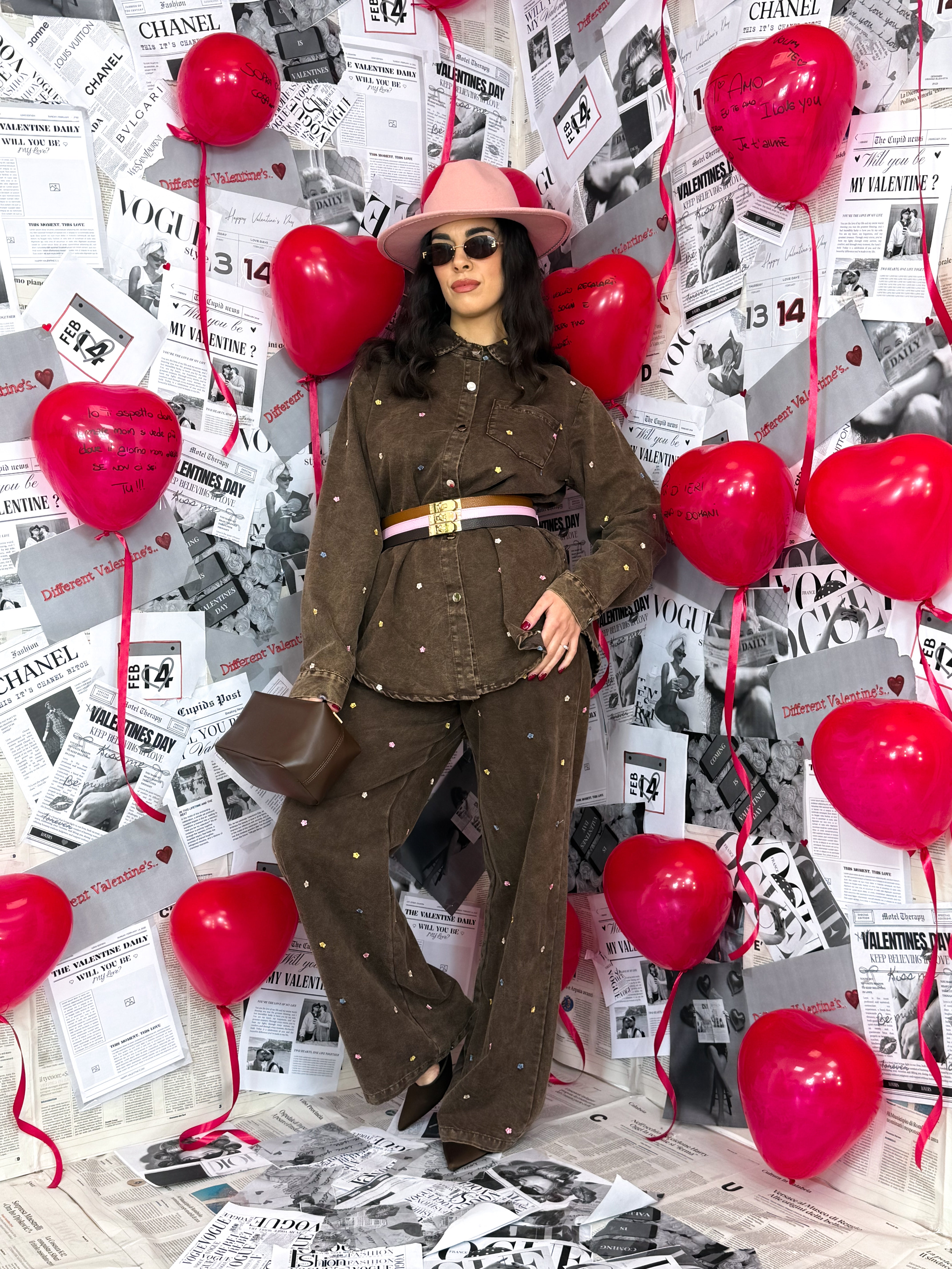 Coordinato Flowers Marrone