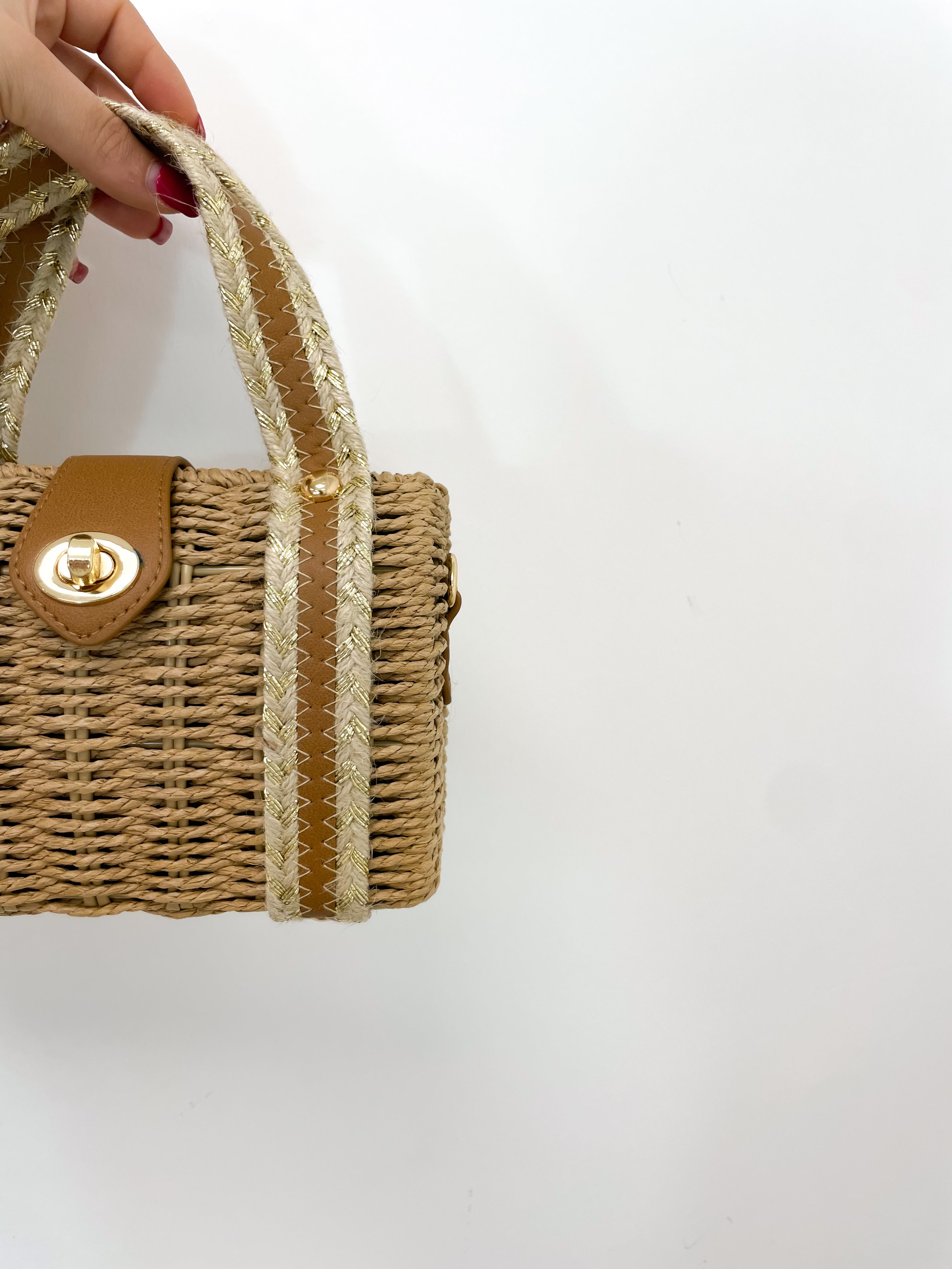 Borsa rafia cammello