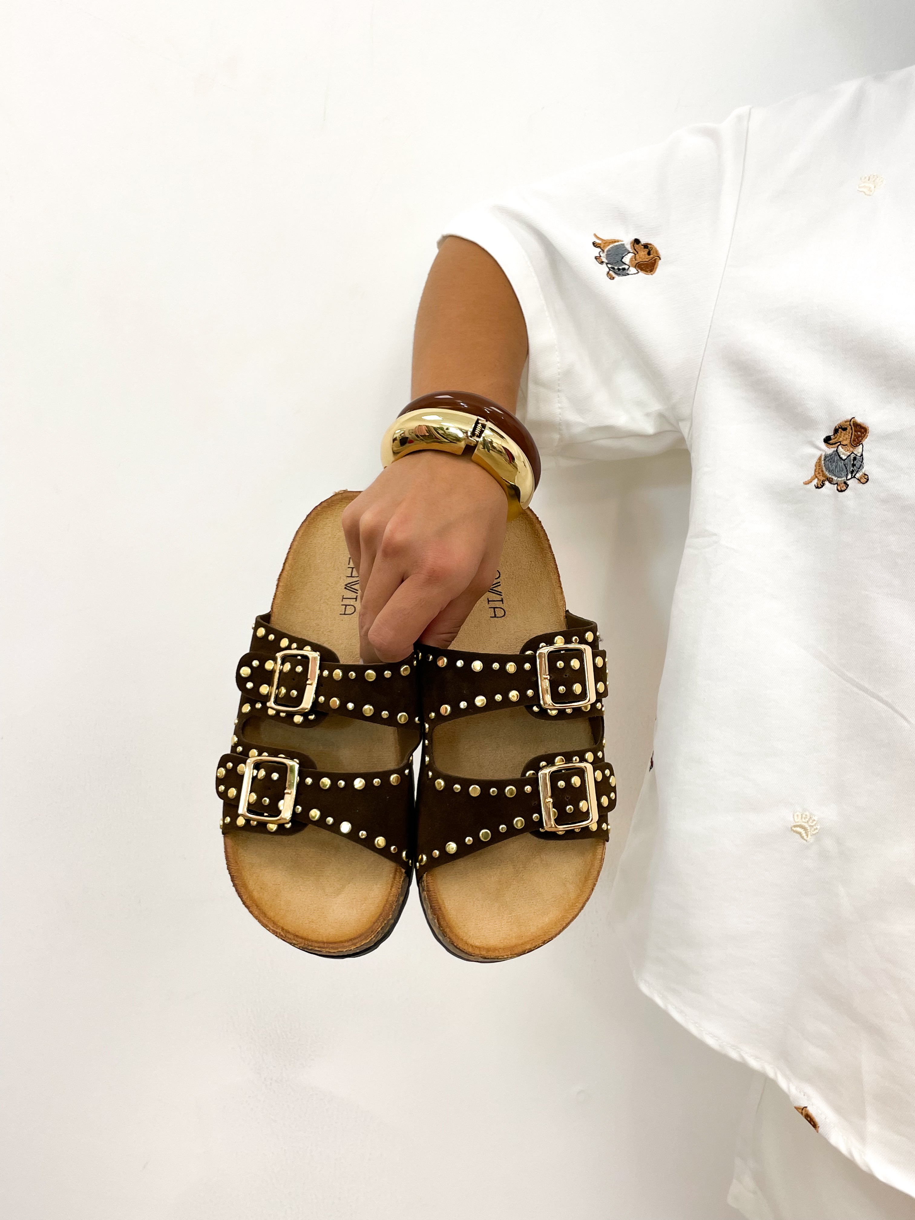 Sandali golden marrone