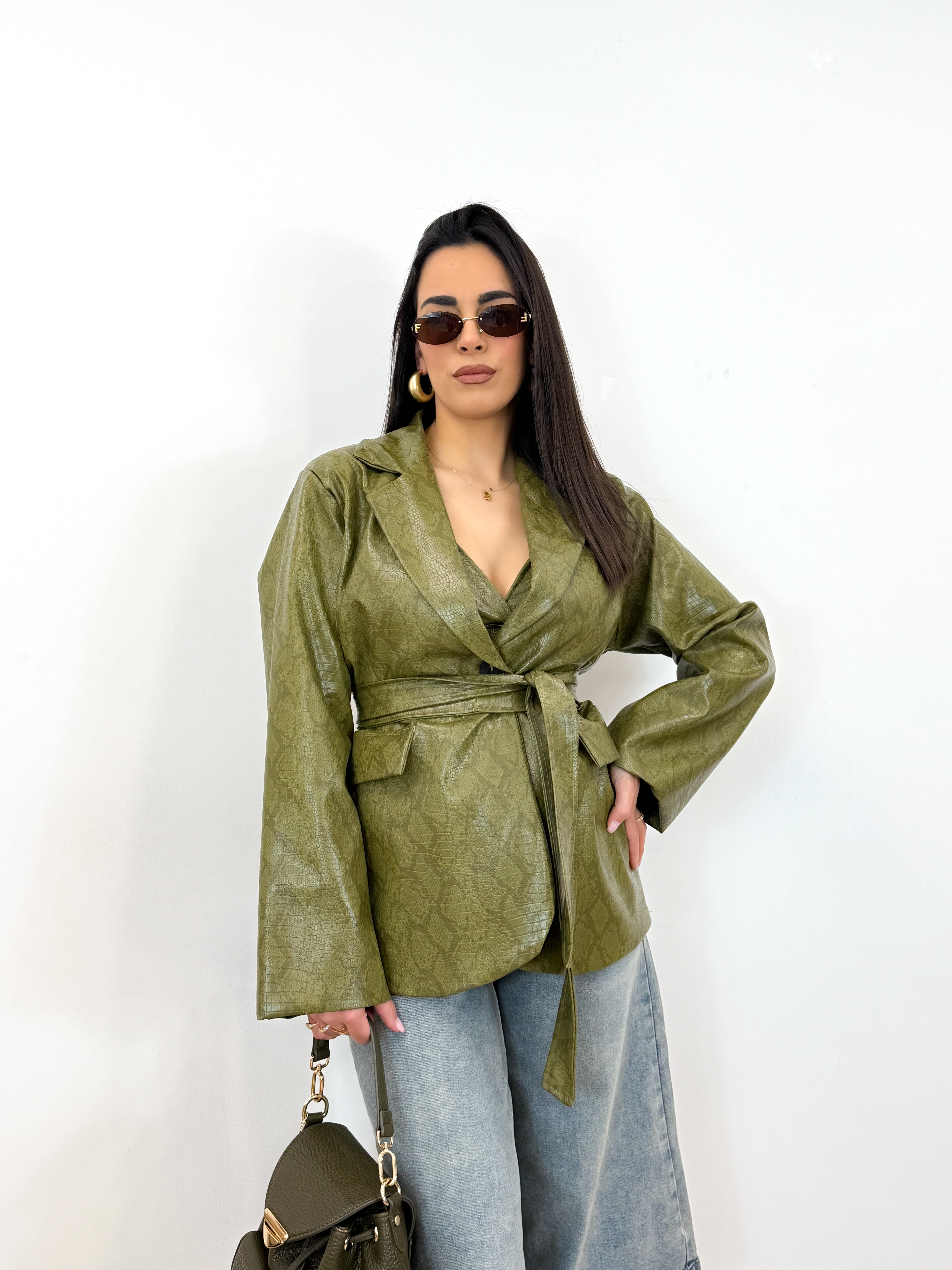 Blazer pitonato verde oliva