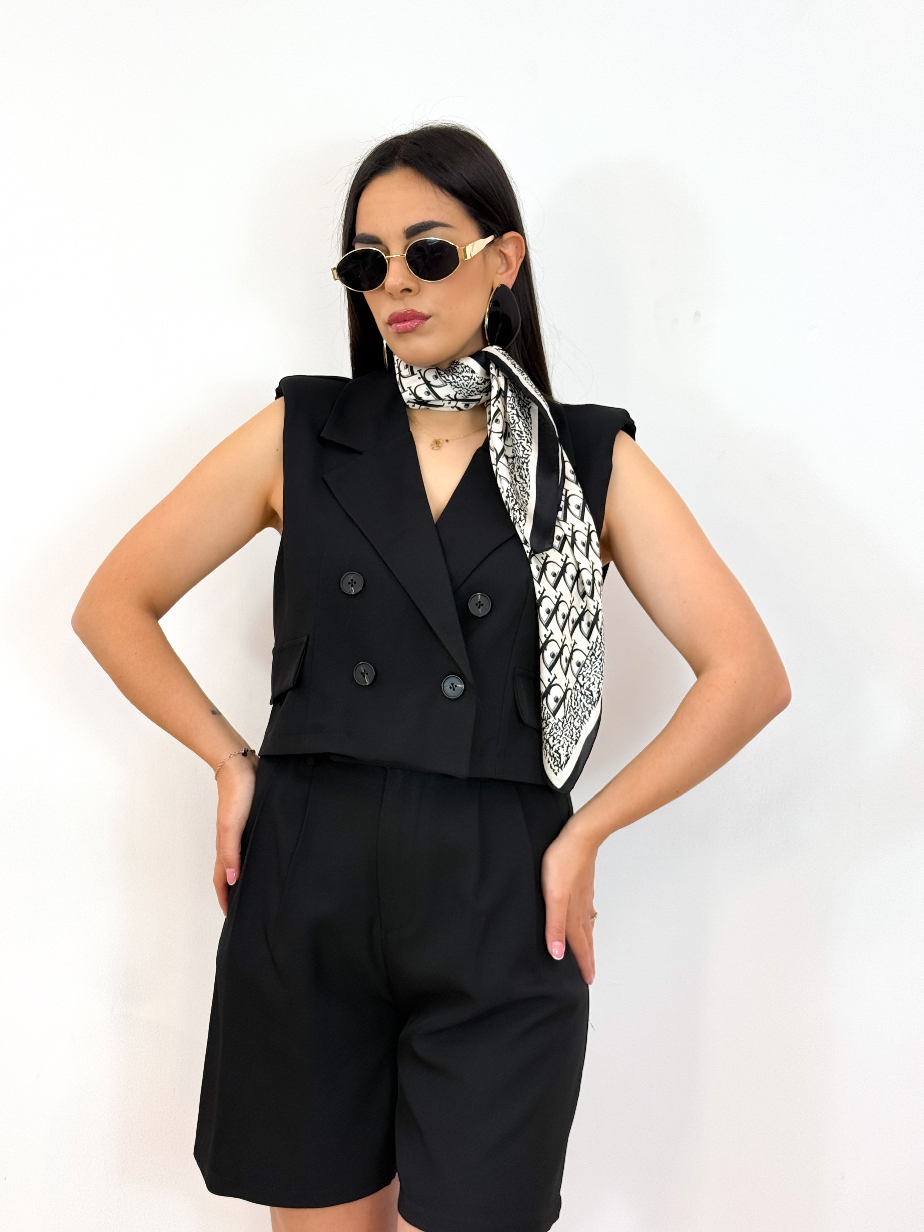 Foulard D bianco/nero