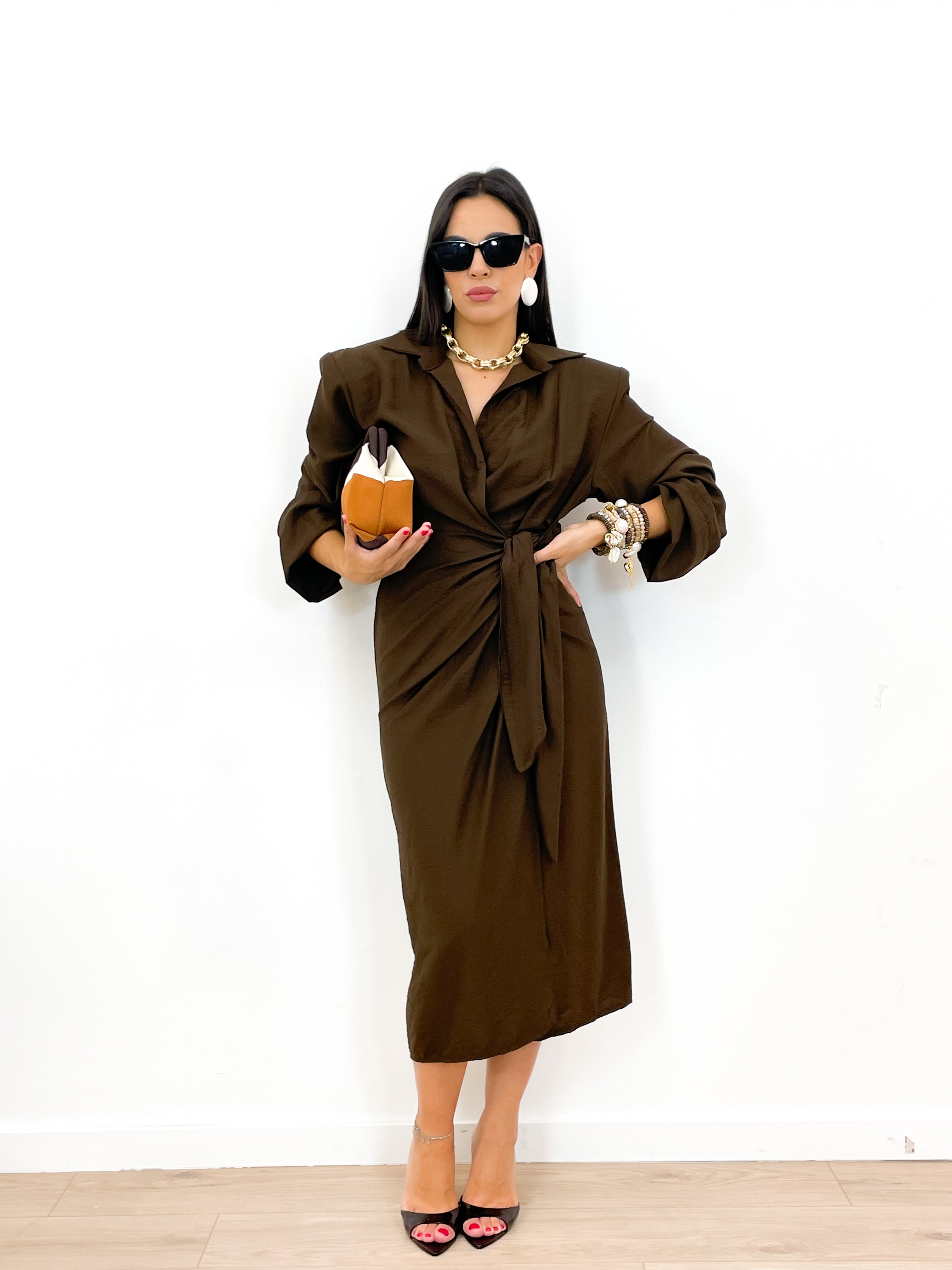 Clutch cammello/marrone