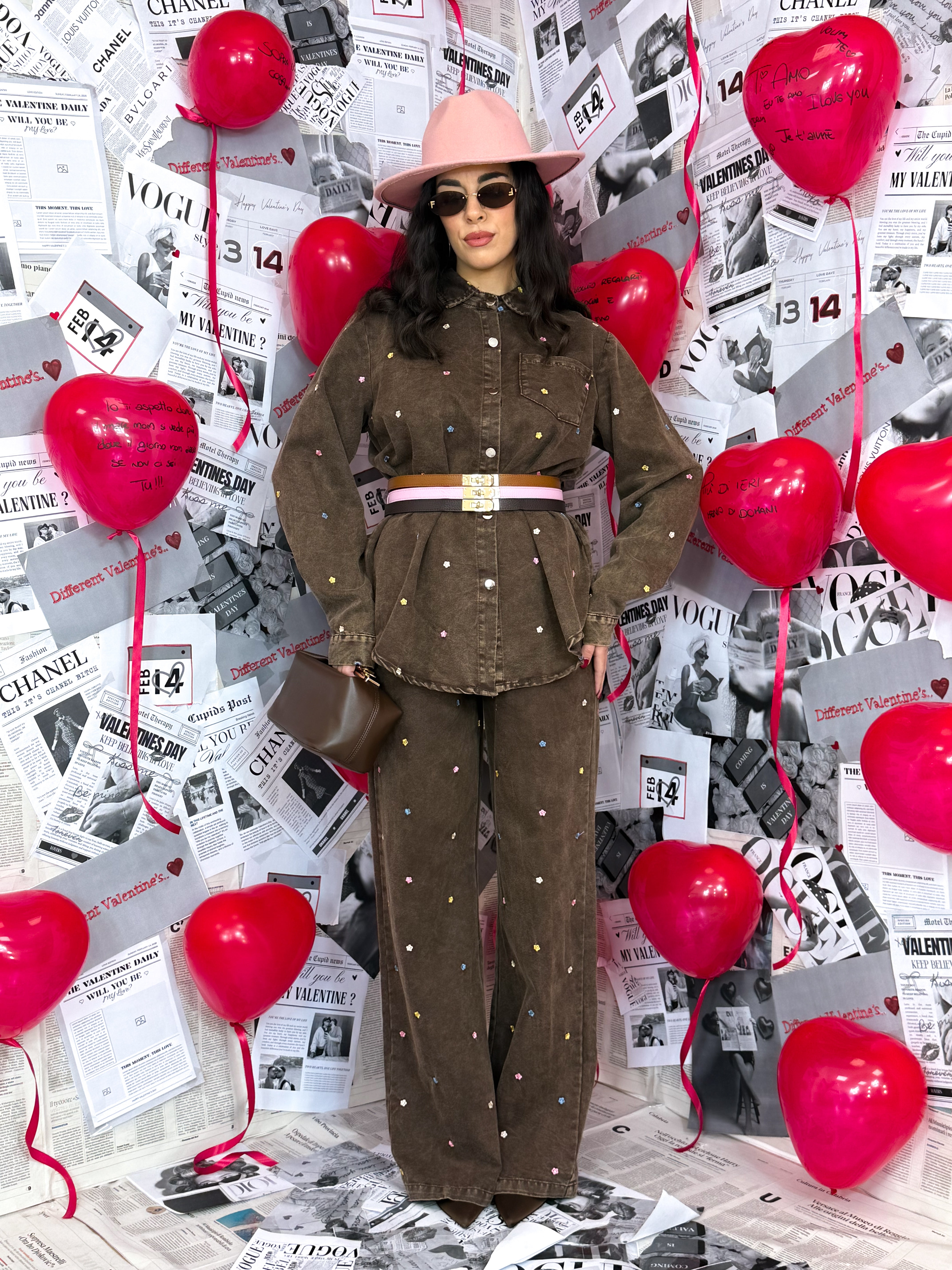 Coordinato Flowers Marrone