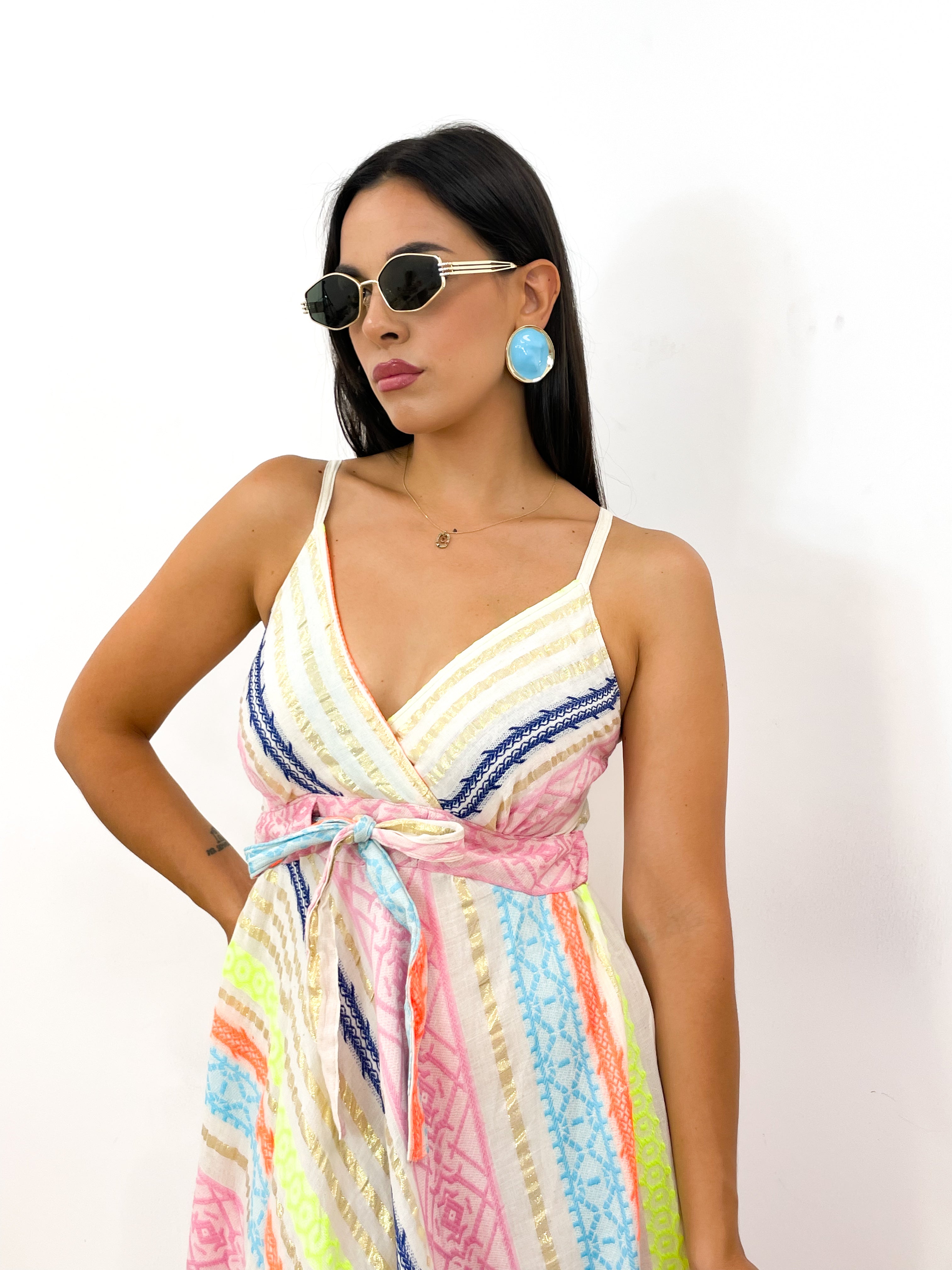 Orecchini bottone azzurro