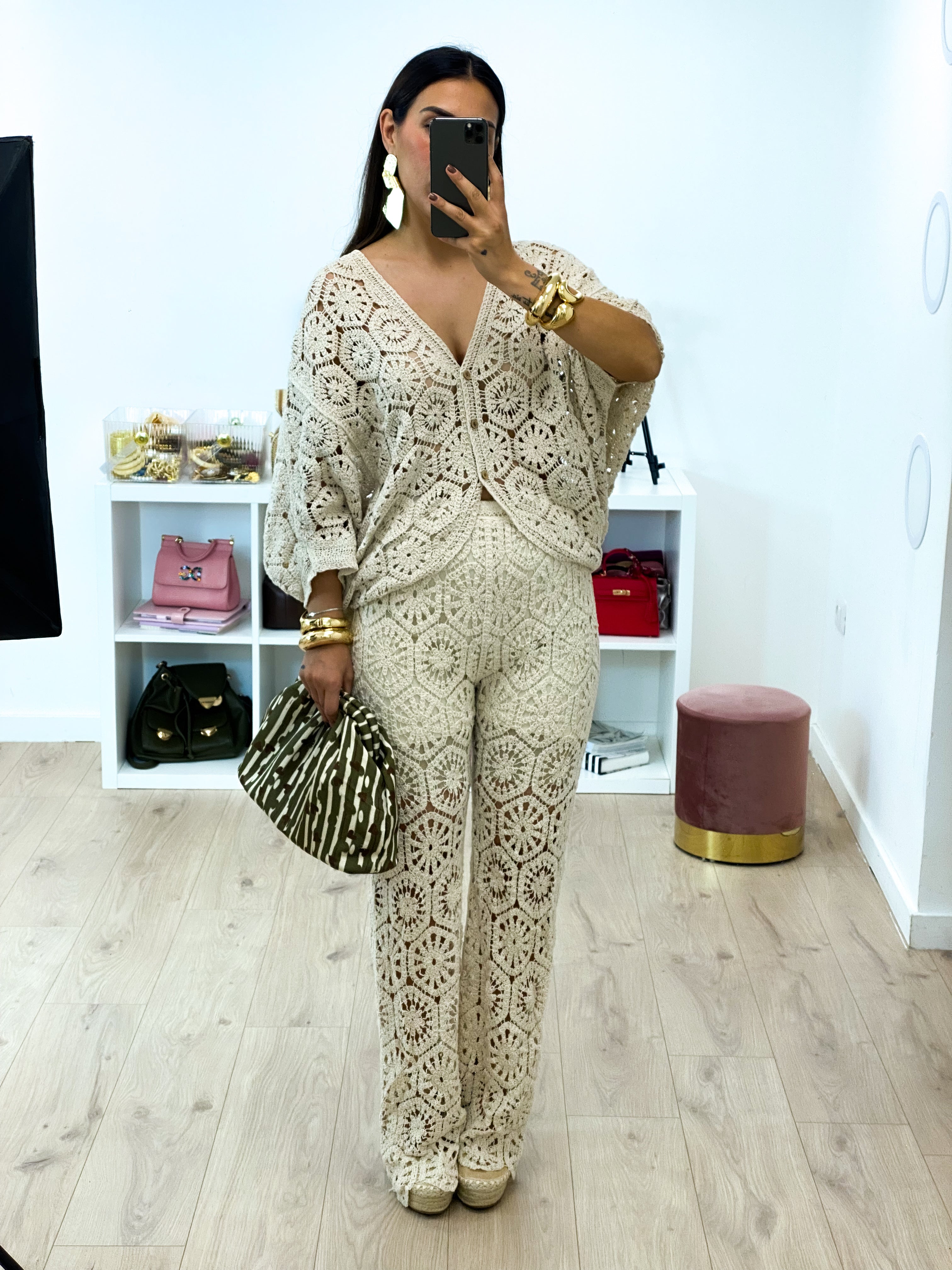 Pantalone CROCHET écru