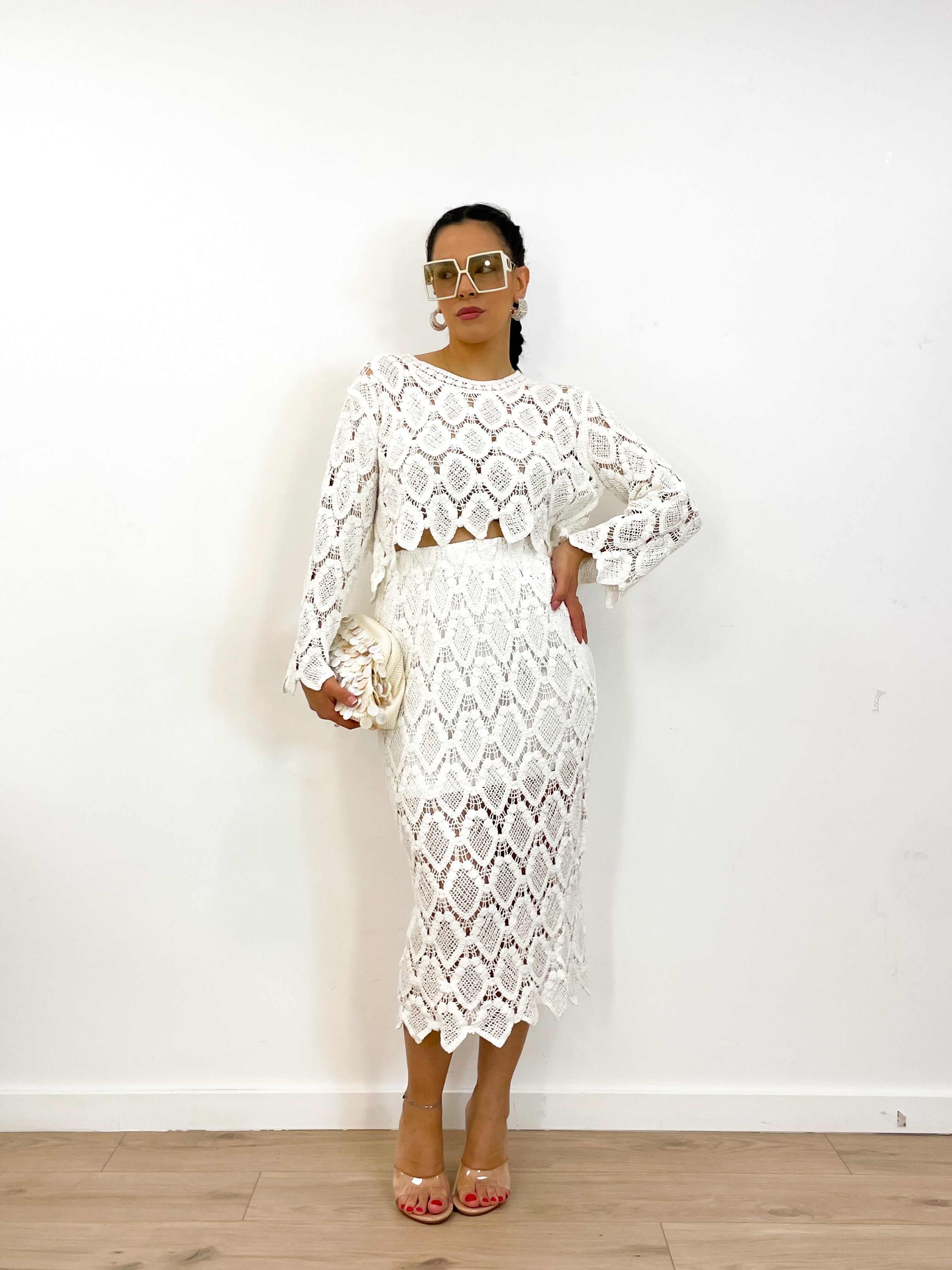 Gonna CROCHET bianco