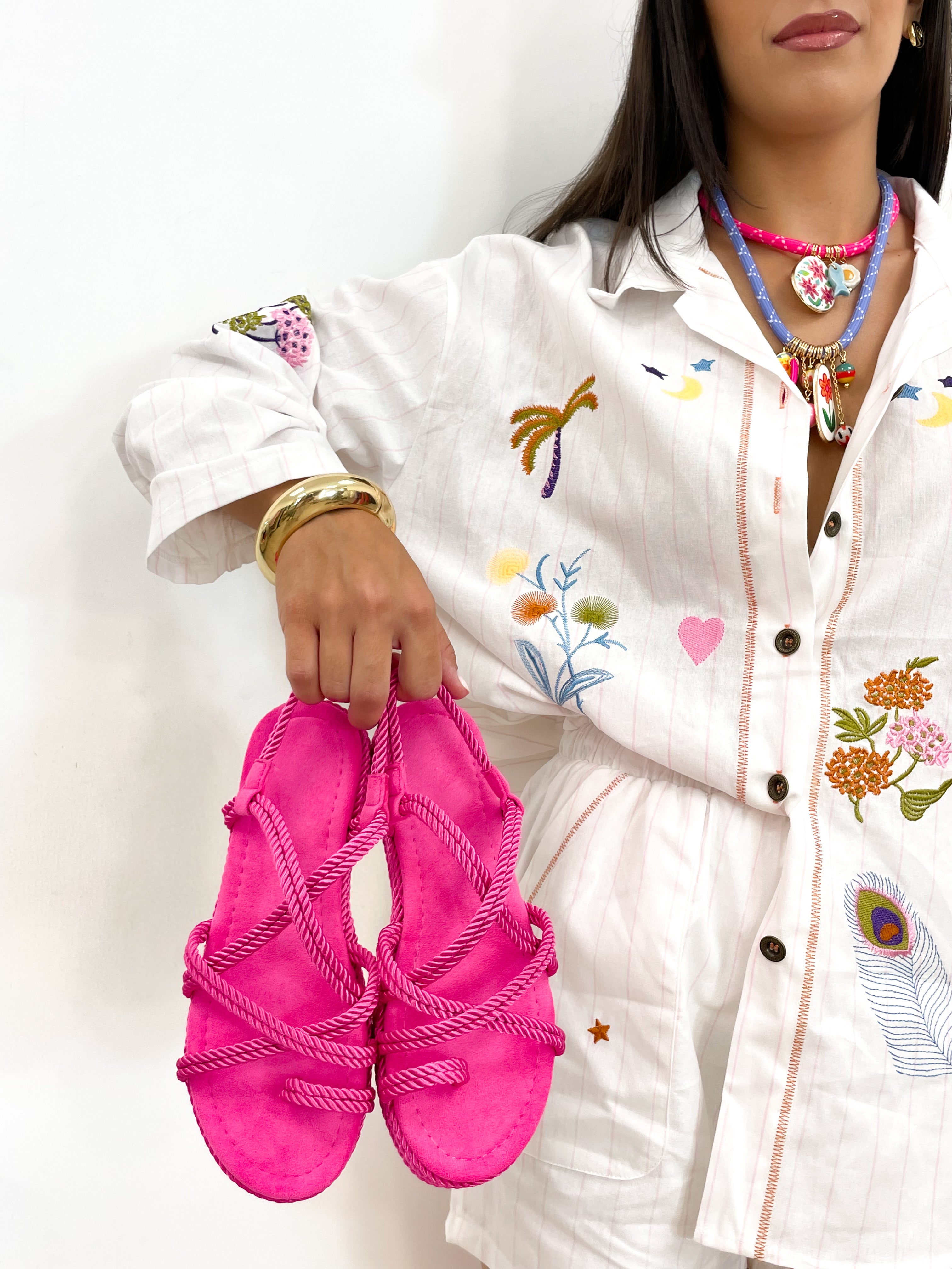 Sandali corda fucsia