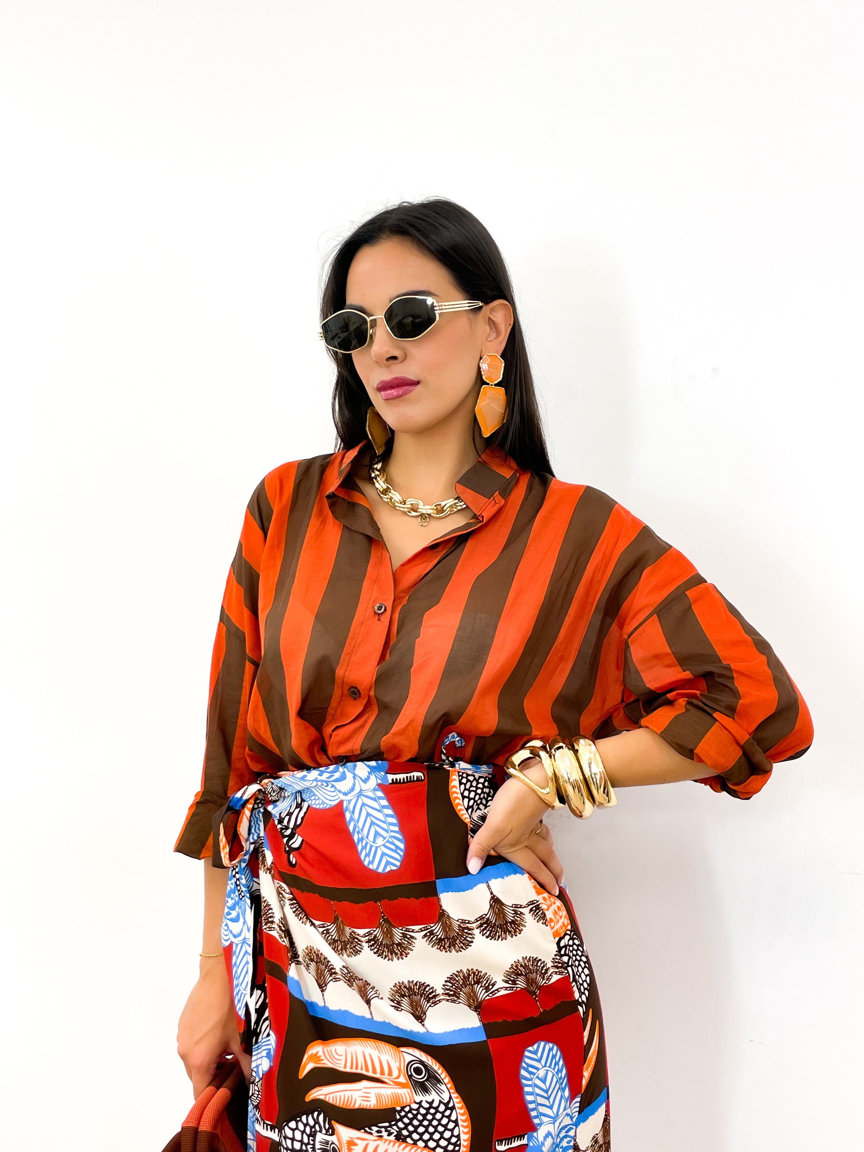Camicia DOLL arancio/marrone