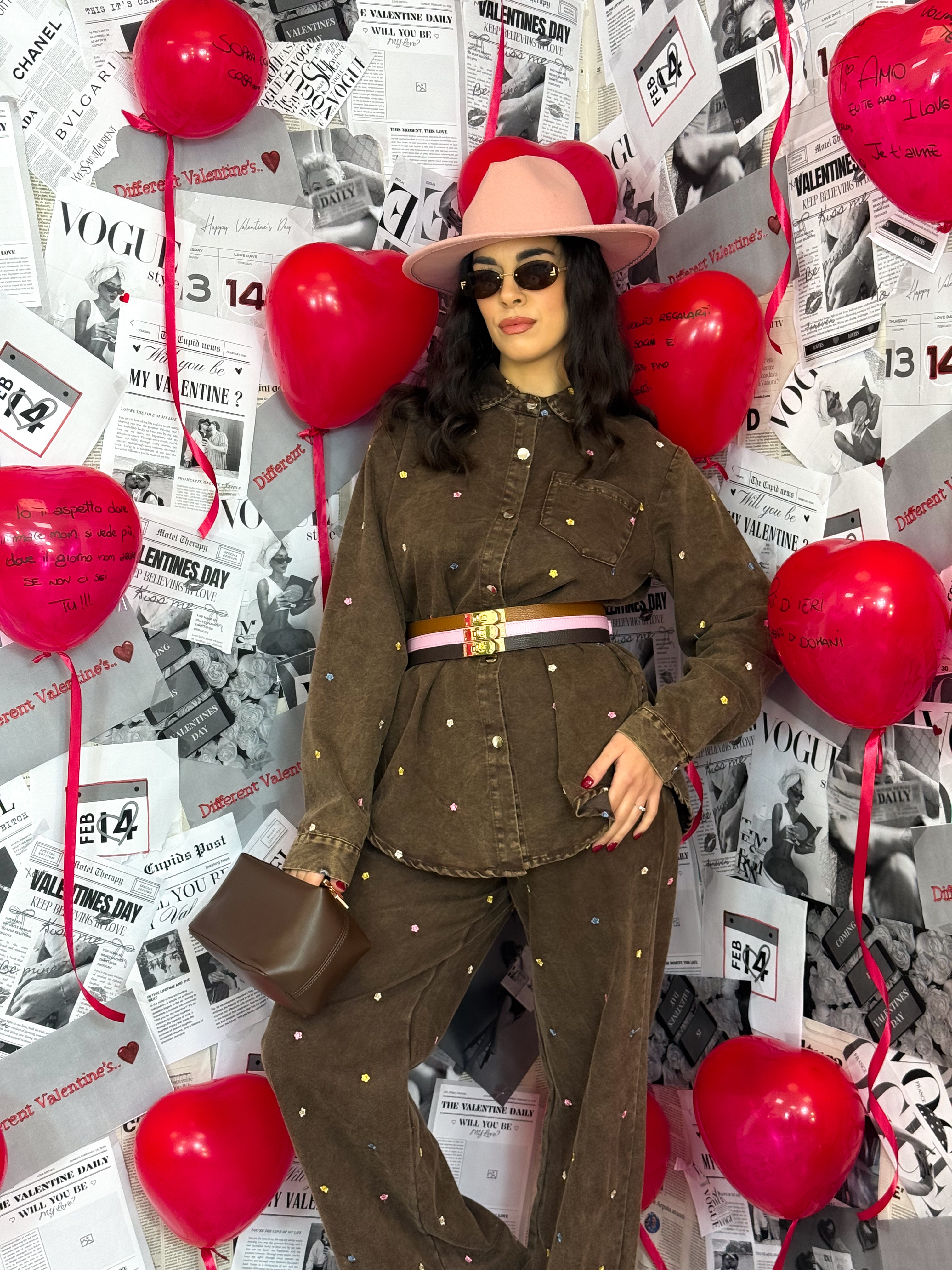 Coordinato Flowers Marrone