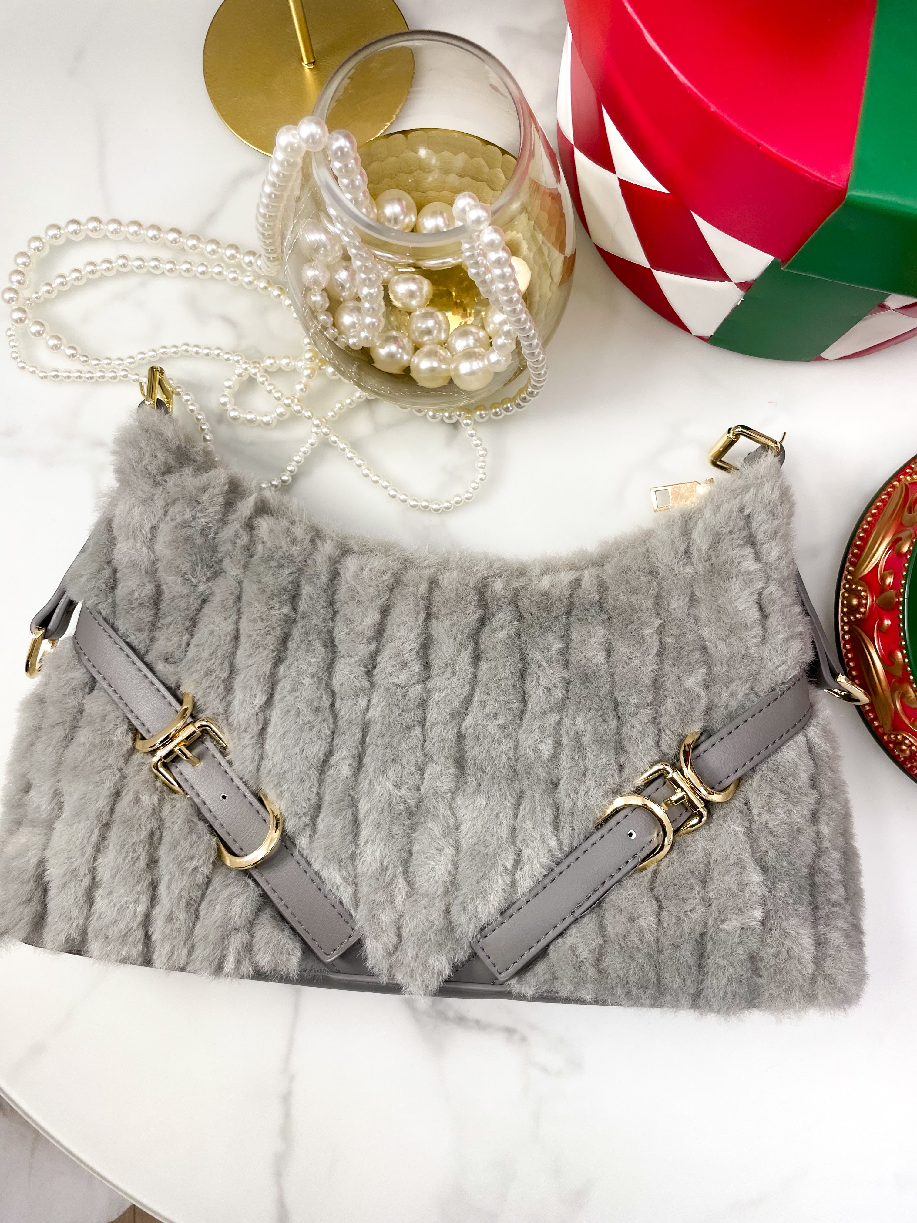 Borsa Peluche Grigia