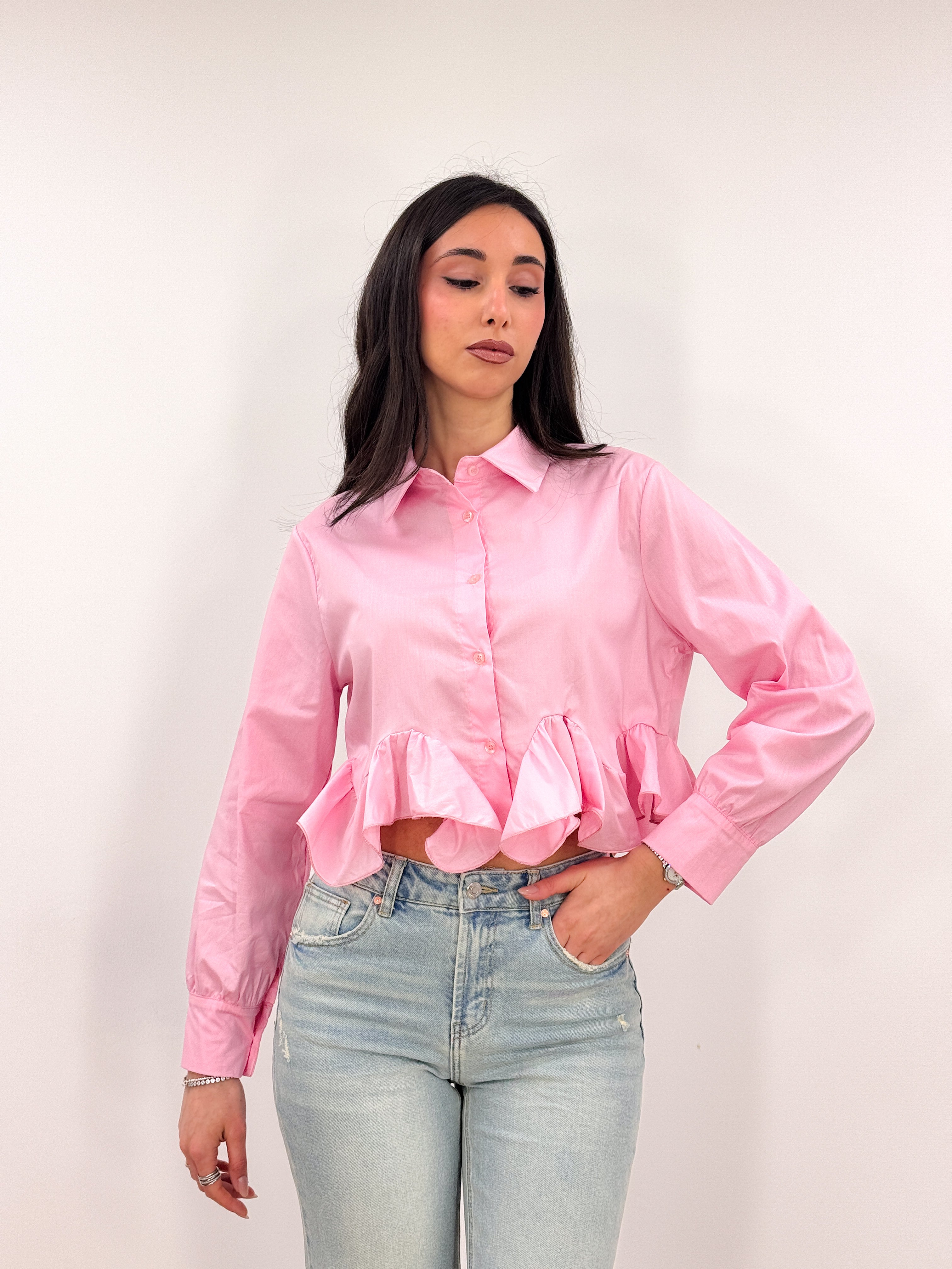 Camicia Volant Crop ROSA
