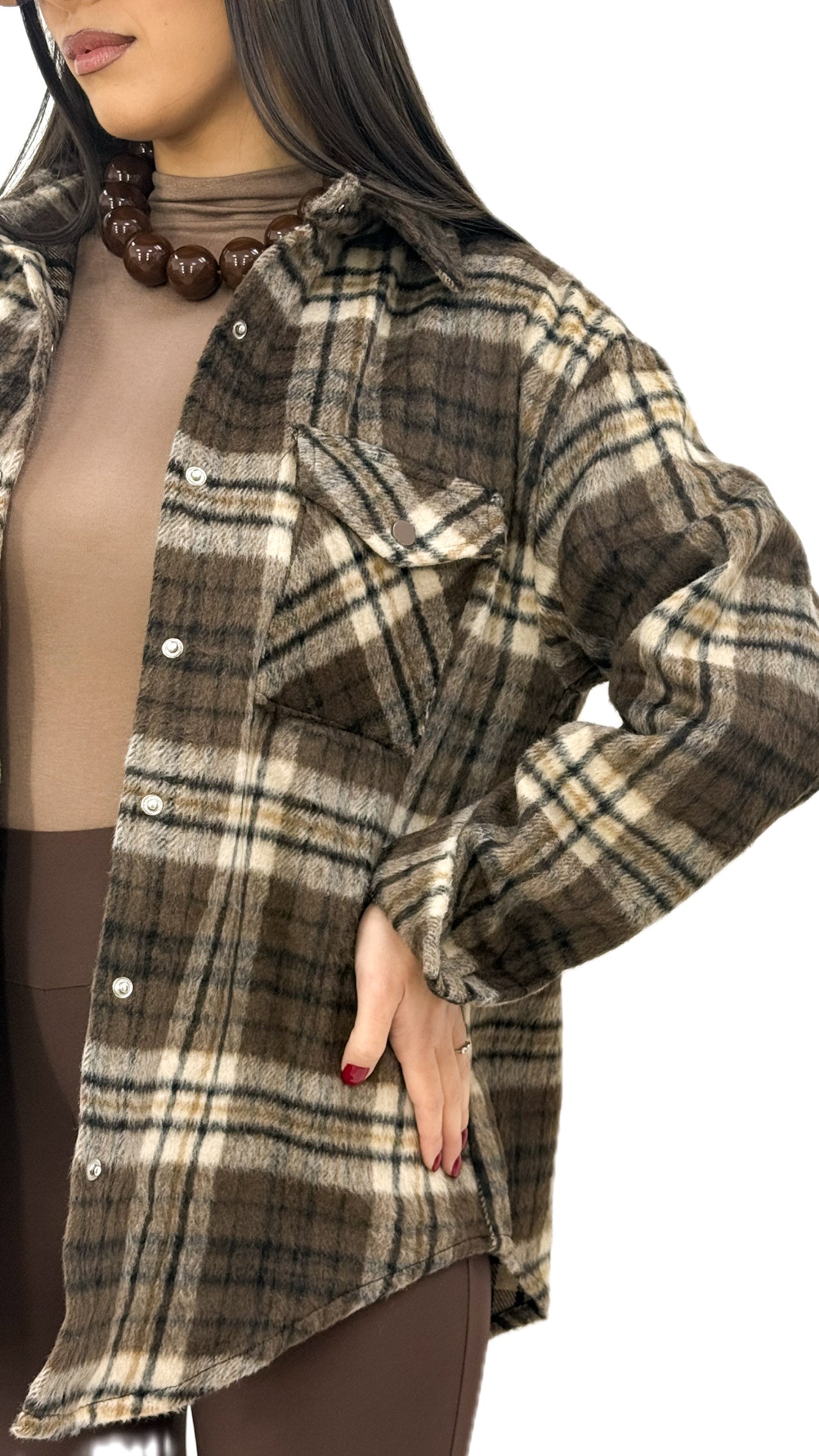 Camicia Gingham Marrone