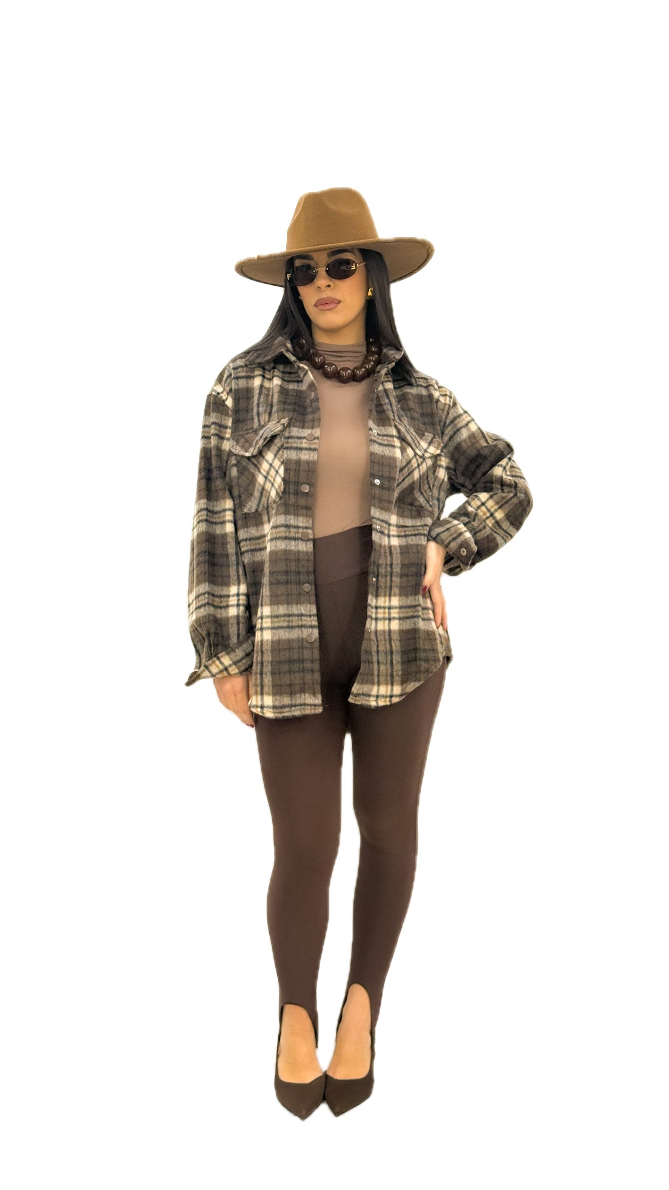 Camicia Gingham Marrone