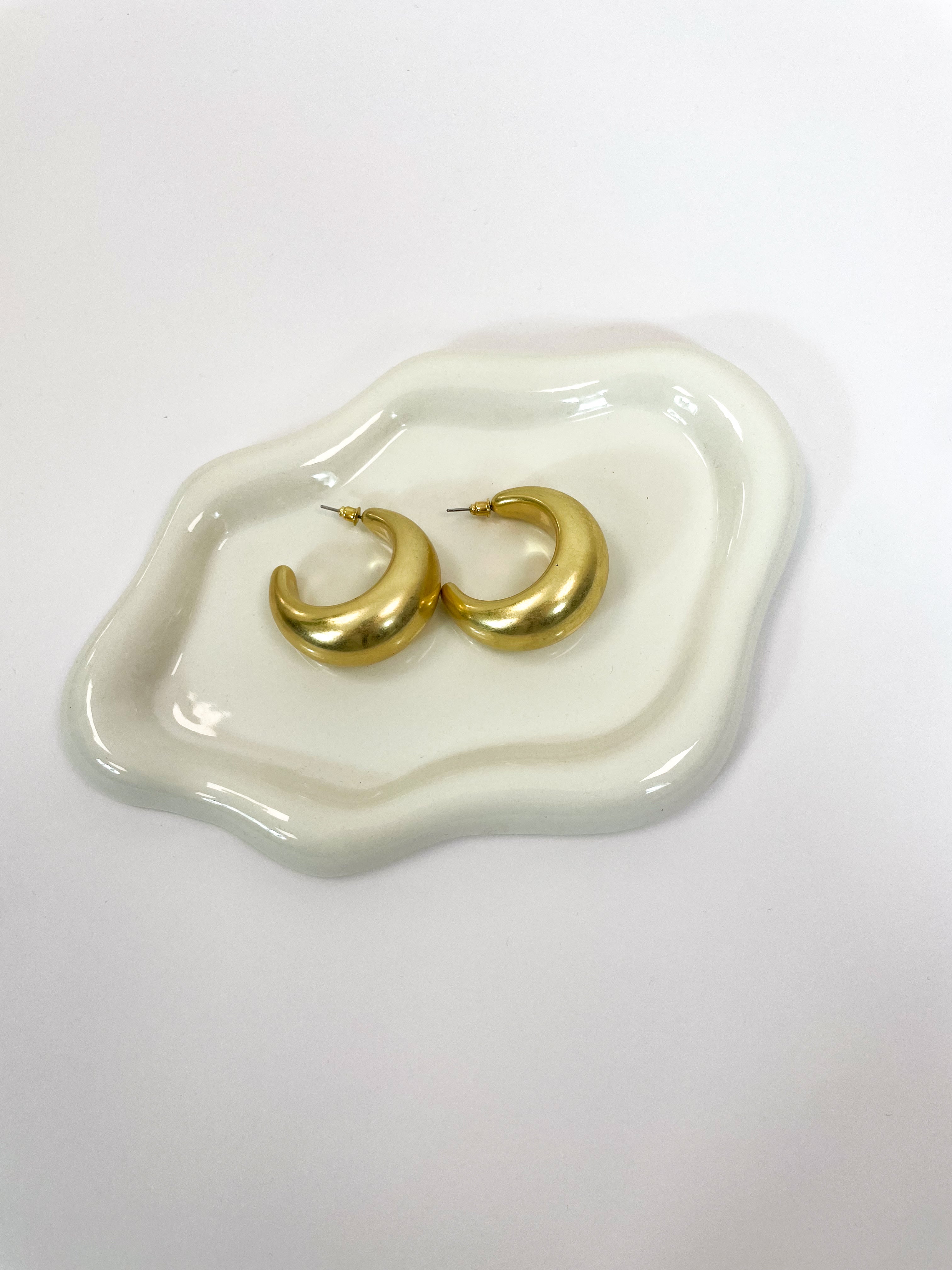 Orecchini luna oro satinati