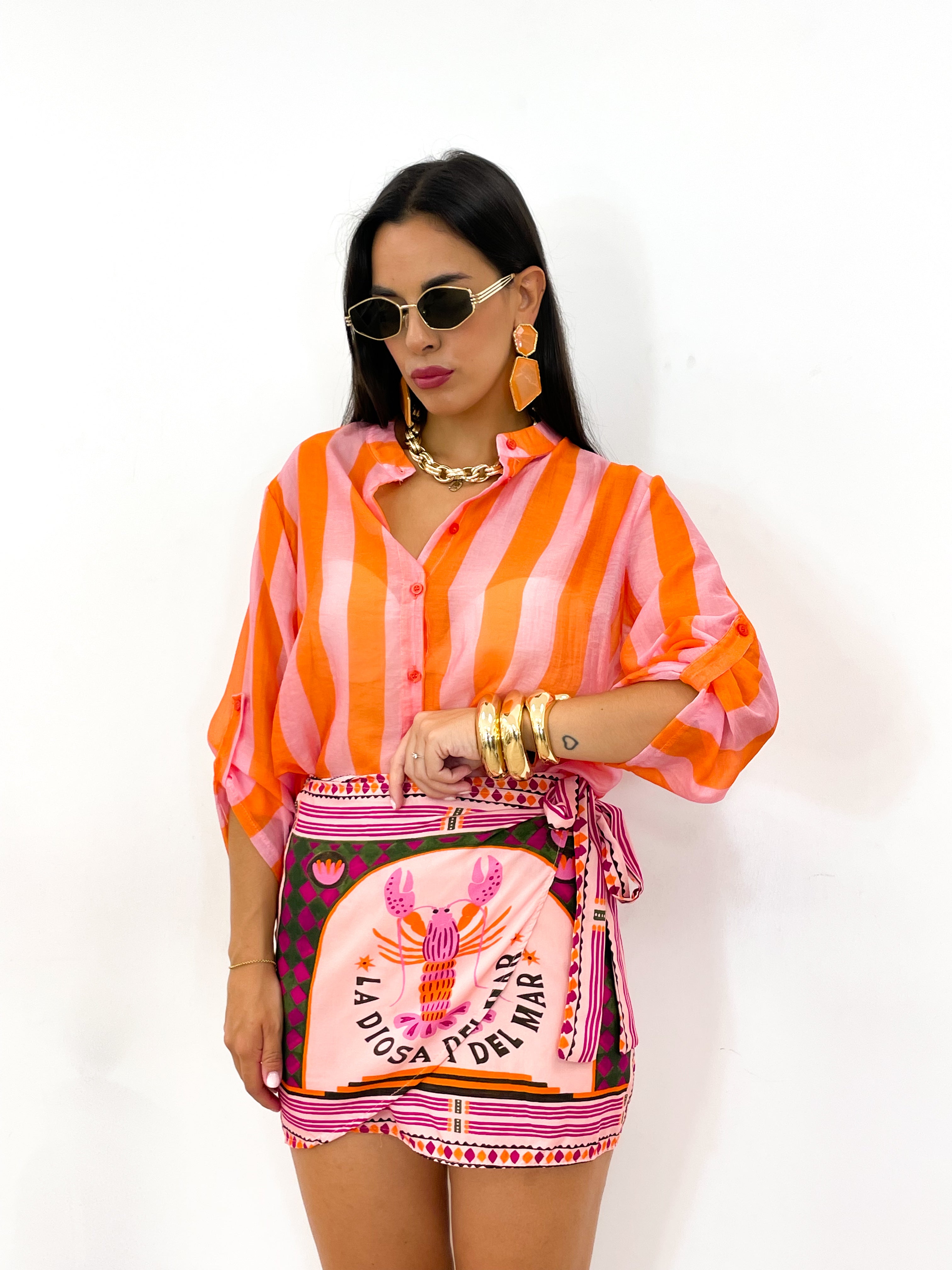 Camicia DOLL rosa/arancione