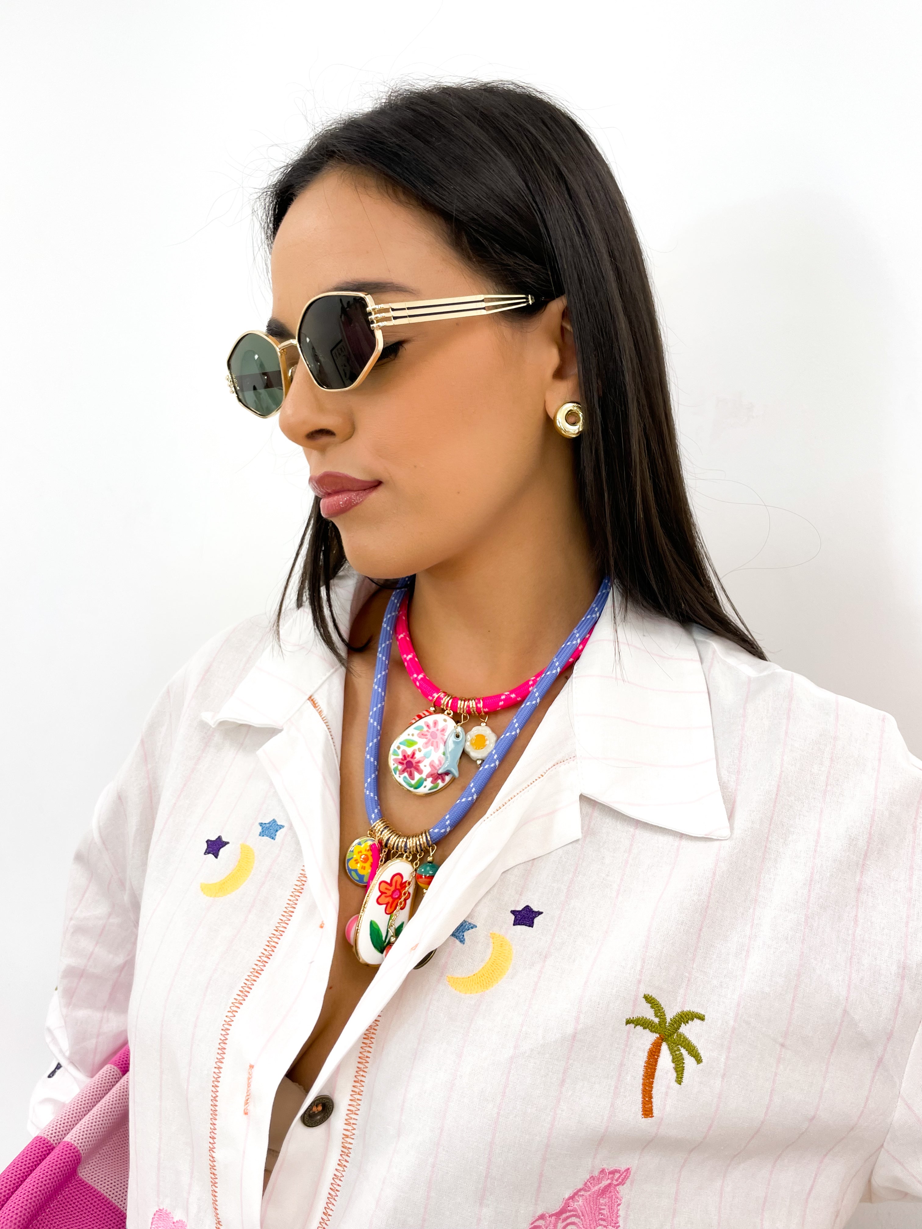 Collana MULTICHARM lilla/rosa
