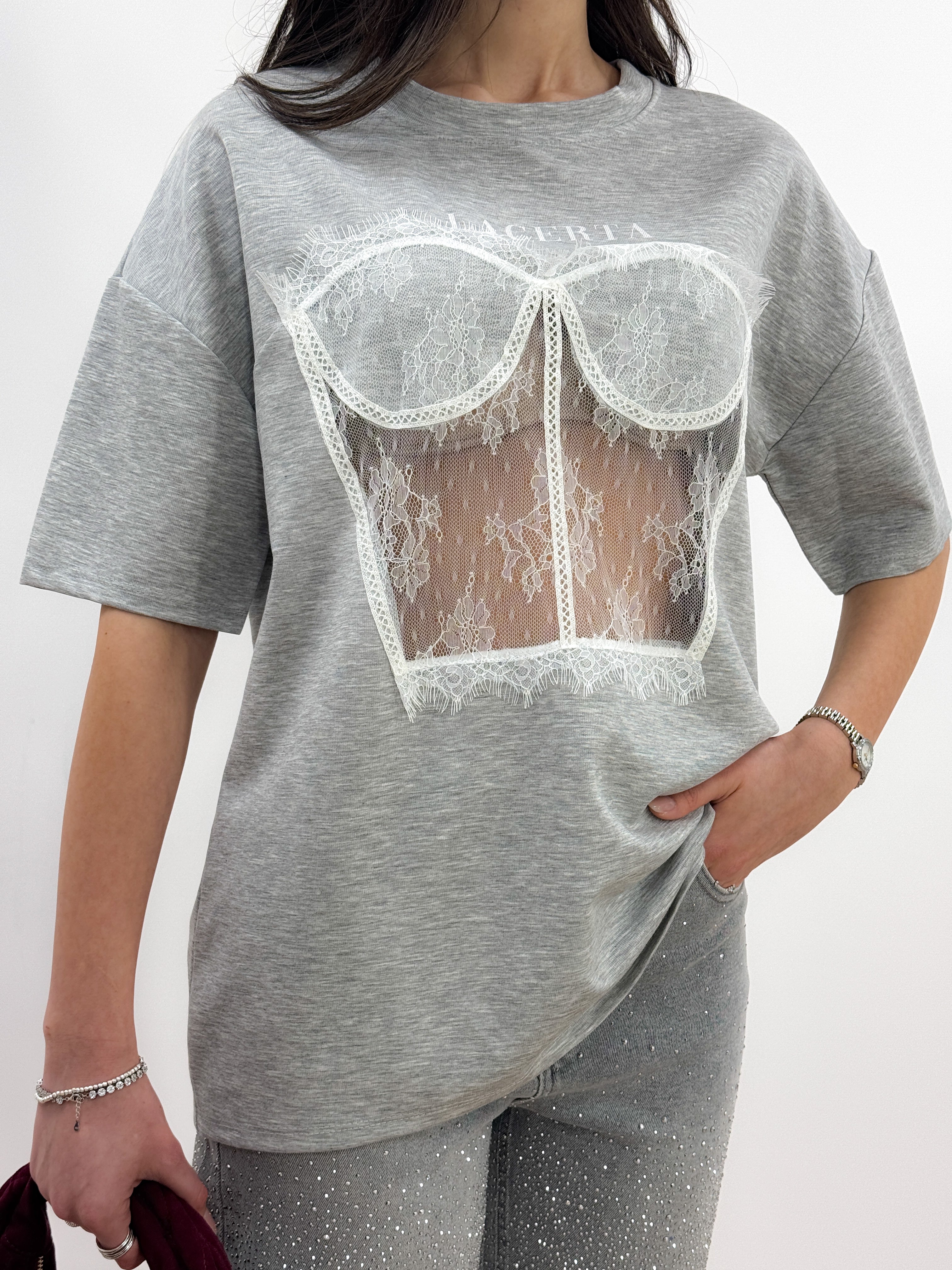 T-Shirt Corsage GRIGIO