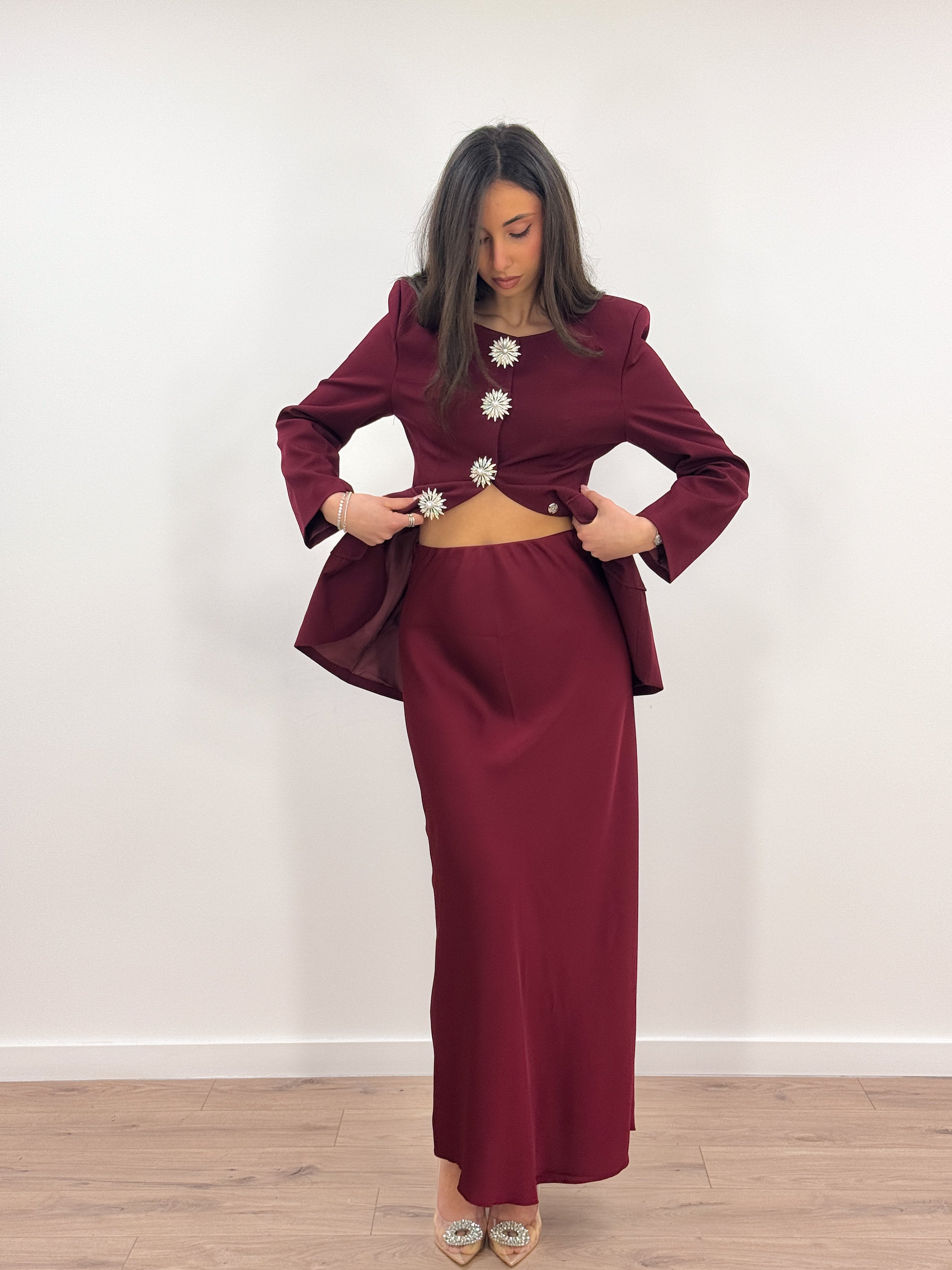 Gonna Satin BORDEAUX