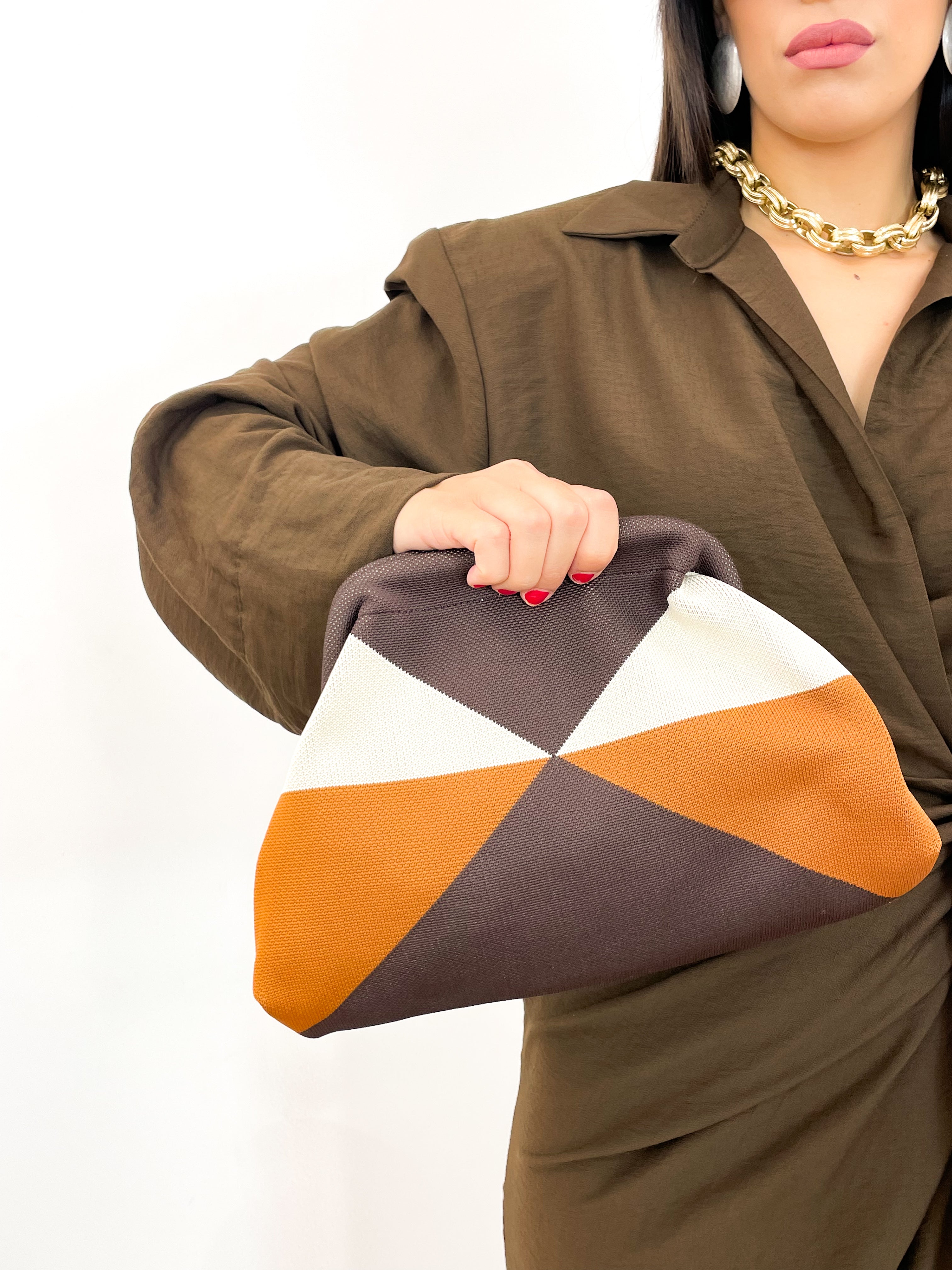 Clutch cammello/marrone