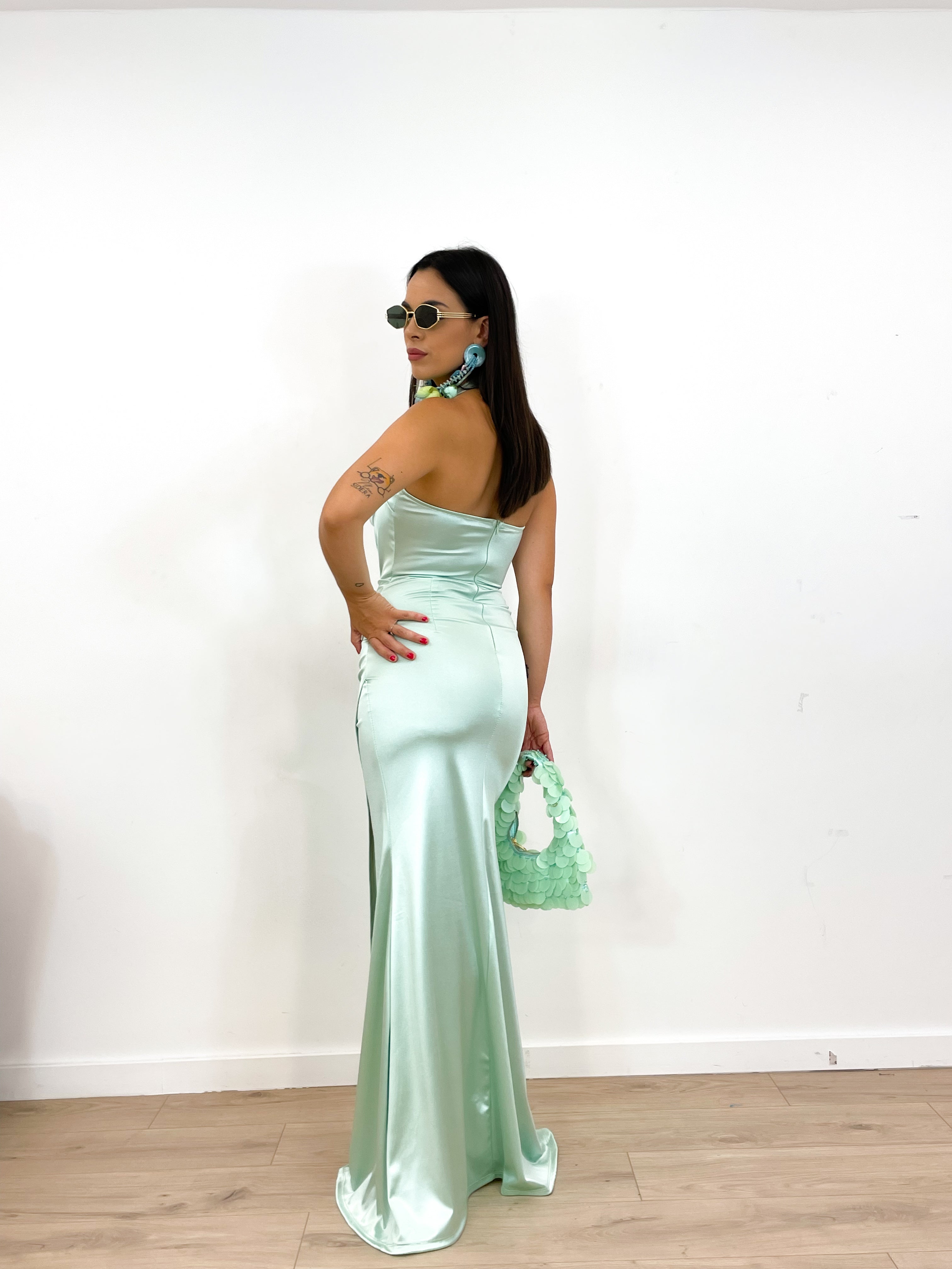 Borsa paillettes menta